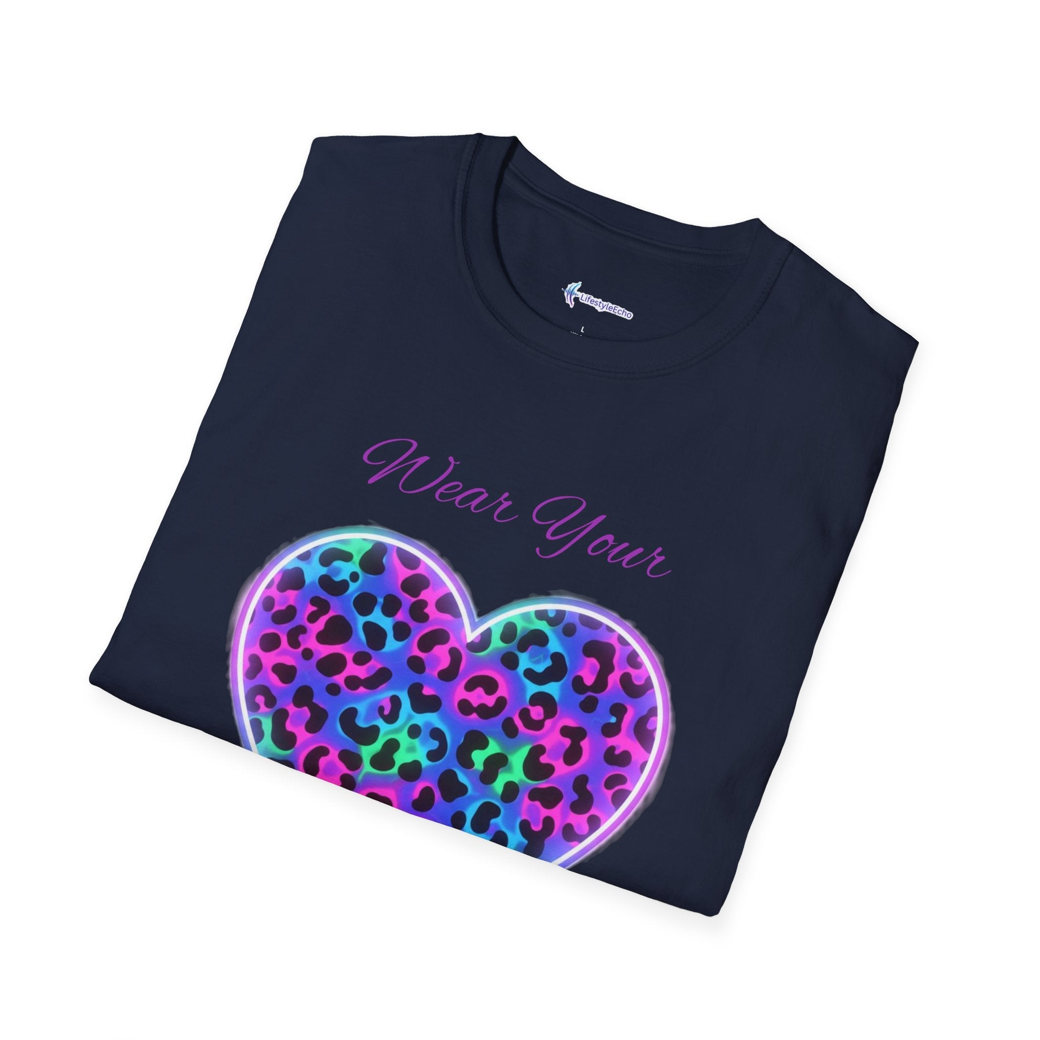 Heart Leopard Print T-Shirt - Wear Your Imagination - Colorful Animal Print Tee
