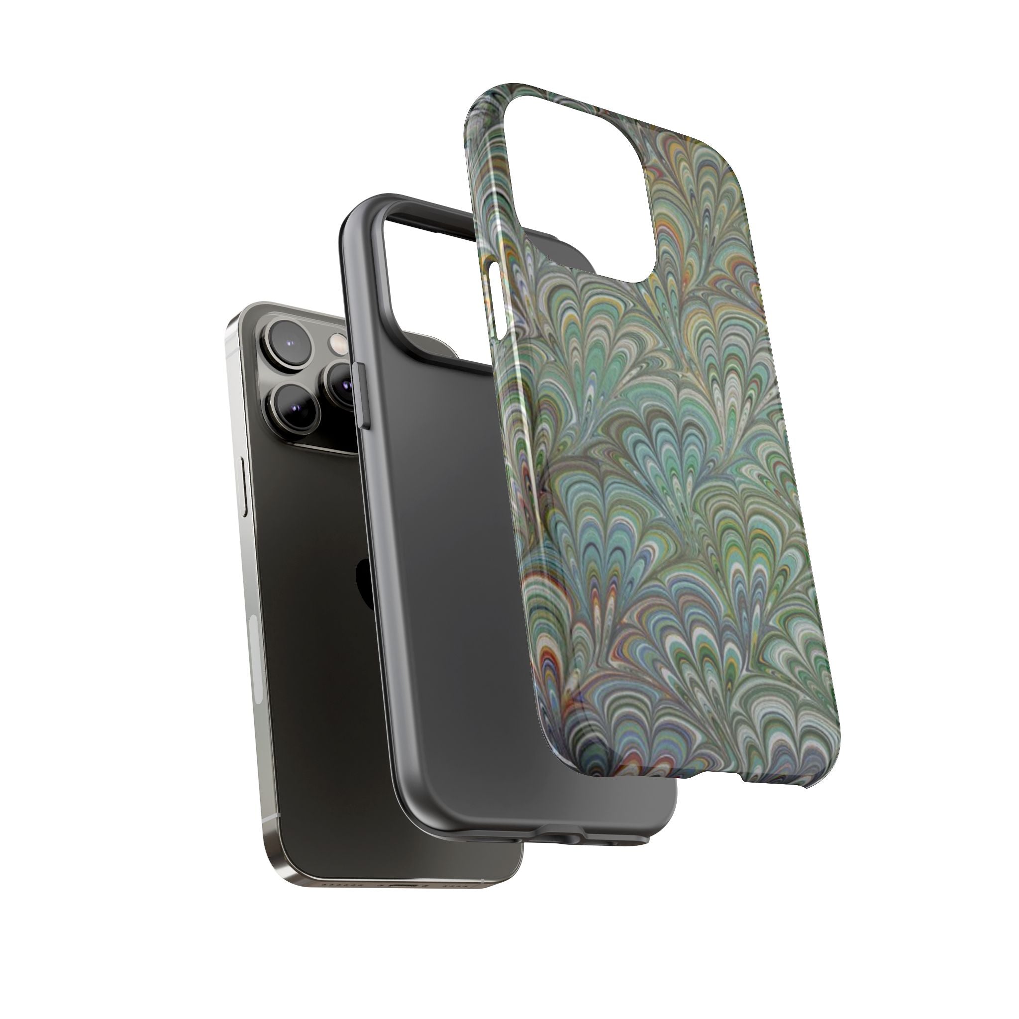 Green Peacock Marbled Phone Case — "Tough Cases" Ultra-Tough Protective Cover
