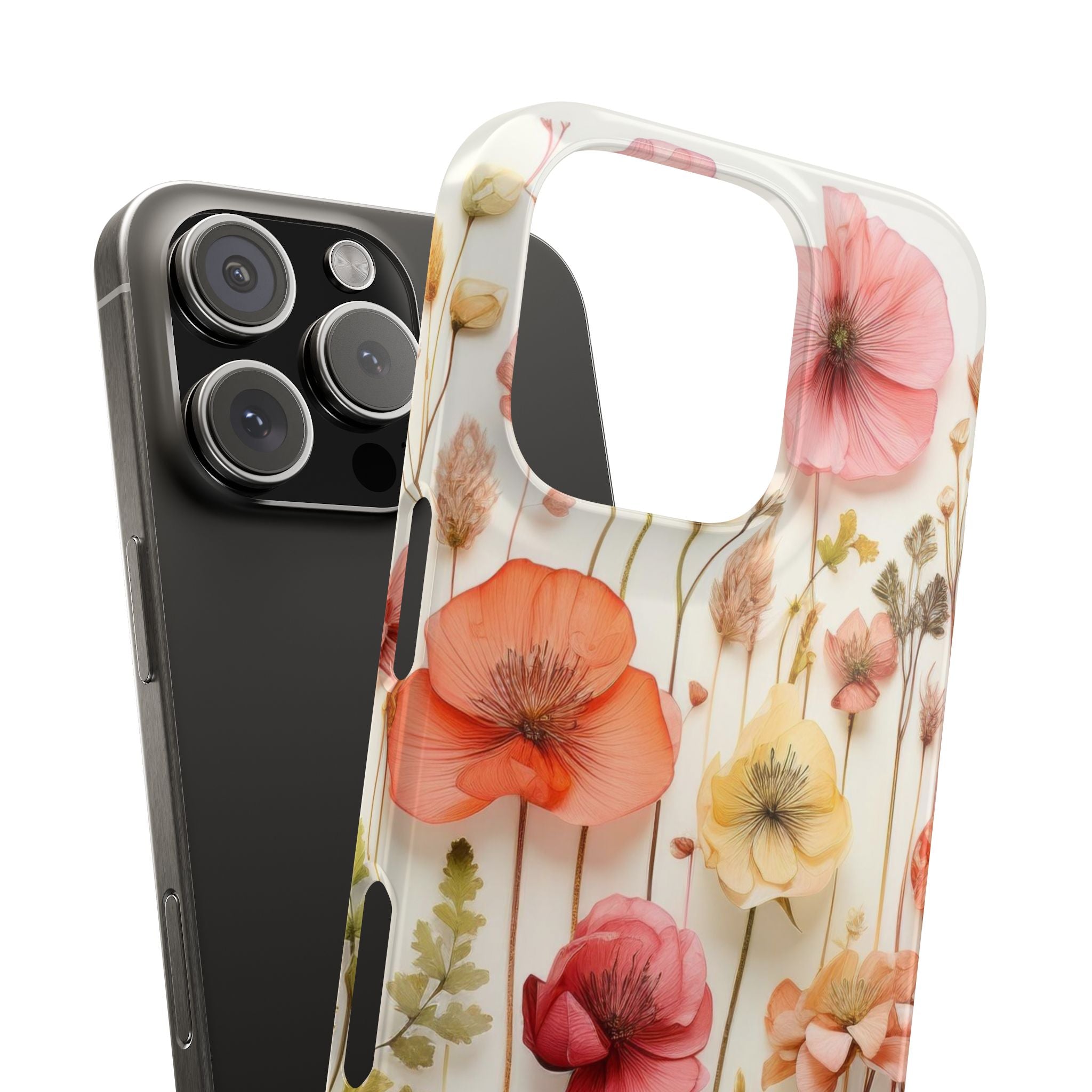 Pink Floral Pressed Flowers - Slim Case
