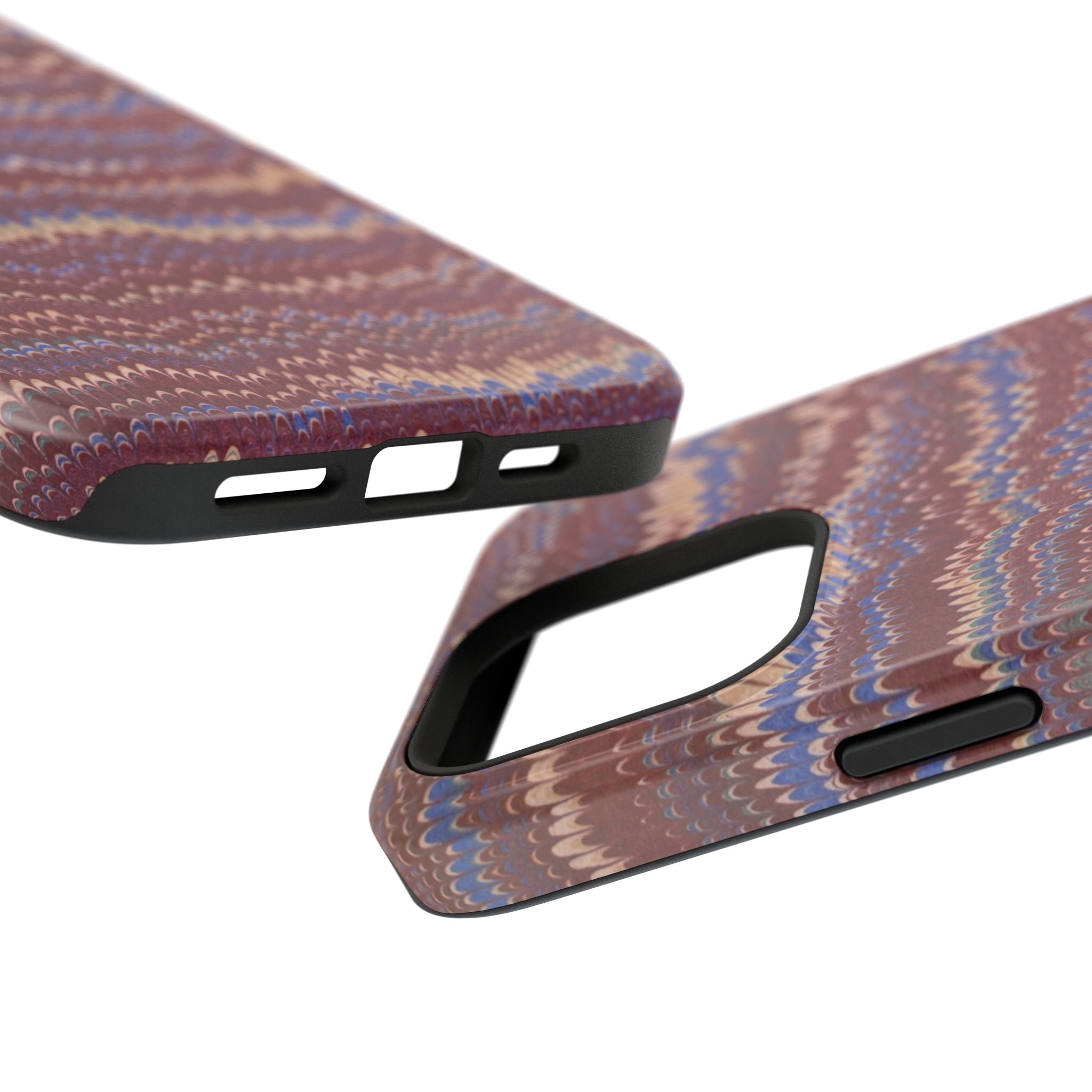 Burgundy and Blue Hues Italian Vintage Marble Design Phone Case for Apple + Samsung