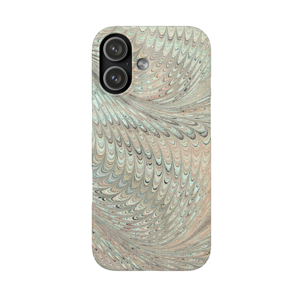 Mint Green + Beige - Marbled Swirl Phone Case - Single Layer Slim Case