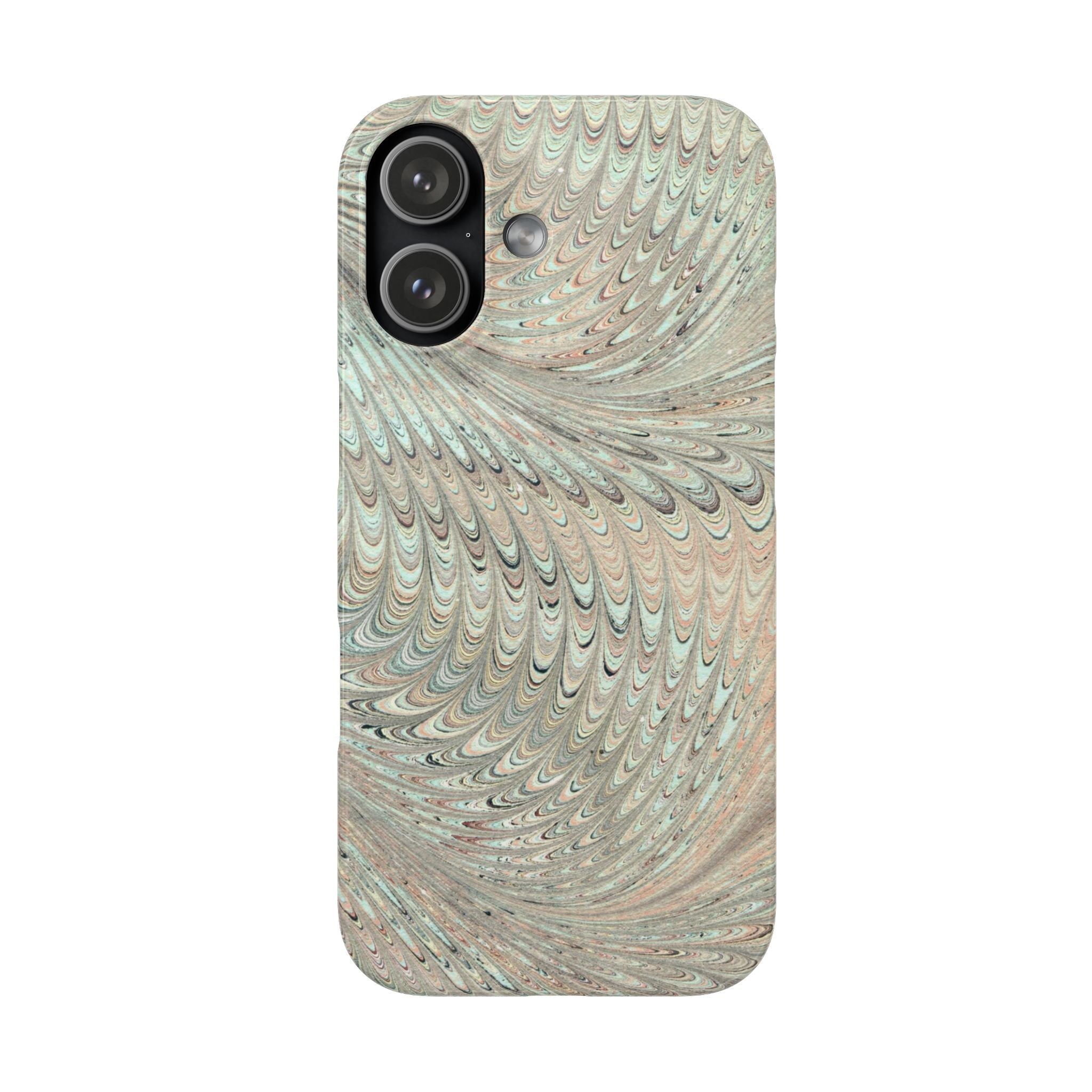 Mint Green + Beige - Marbled Swirl Phone Case - Single Layer Slim Case