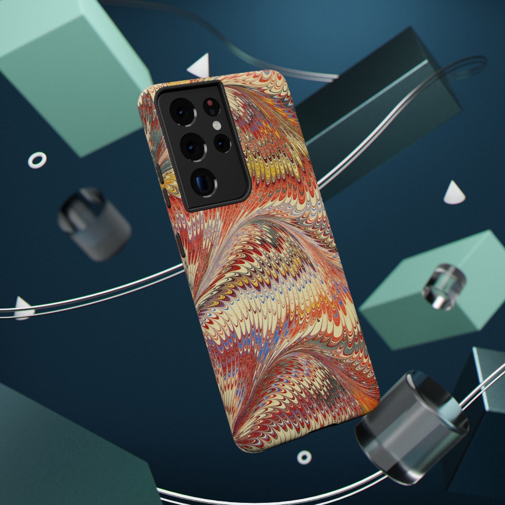 Rust and Gold Italian Vintage Marble Design Durable Phone Case for Apple + Samsung