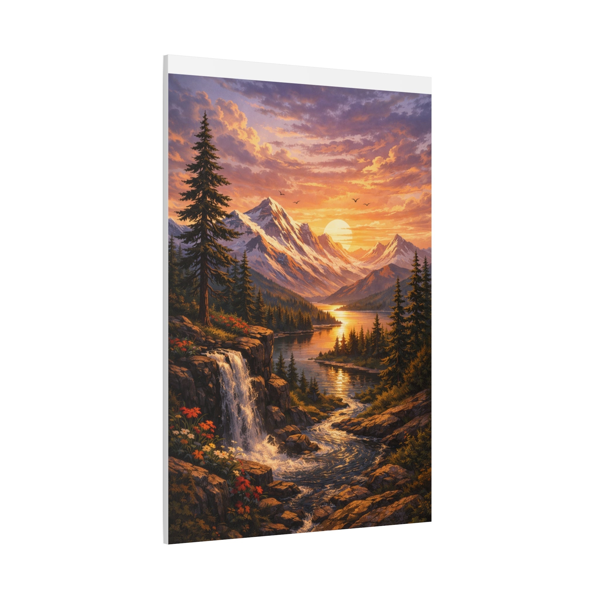 Sunset Mountain Landscape Canvas Print — Stretched Matte Wall Art