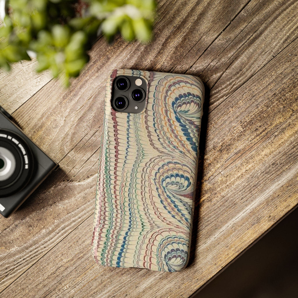 Italian Vintage Marbled Paper Design on iPhone Cases, Artistic Protection for Your Device in Elegant Beige, Blue, Burgundy