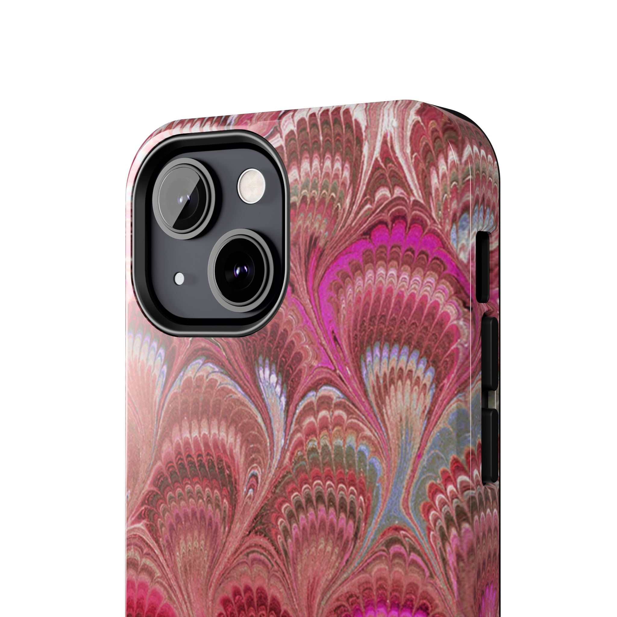 Pink Peacock Marble Italian Tough Phone Case — Durable Marbled Phone Case