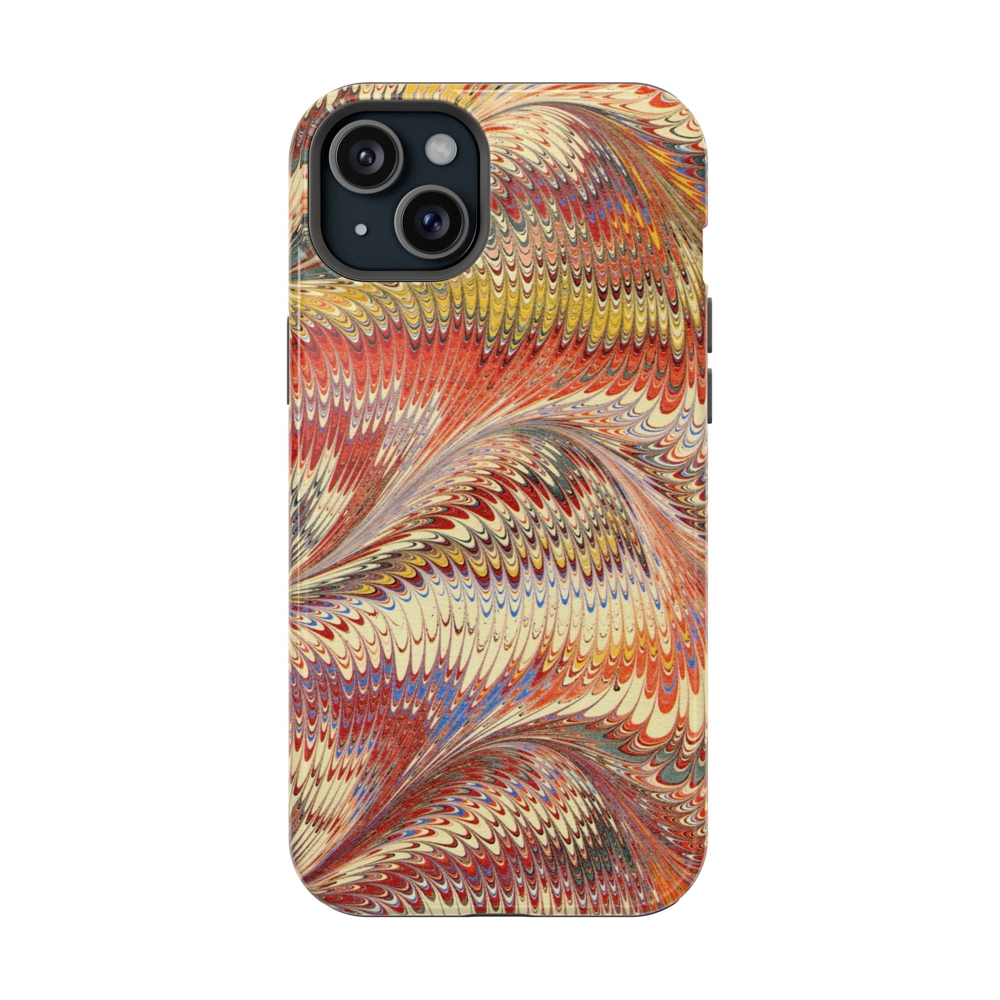 Rust + Gold Italian Marbled Design Magnetic MAG SAFE - Dual Layer Case - Glossy or Matte