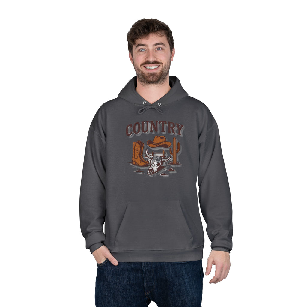 Country Western Hoodie — Cowboy Boots, Hat & Cactus Pullover