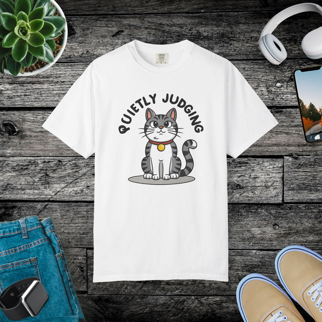 Cat Quietly Judging Tee - Comfort Colors Cotton Shirt - DipaliZ