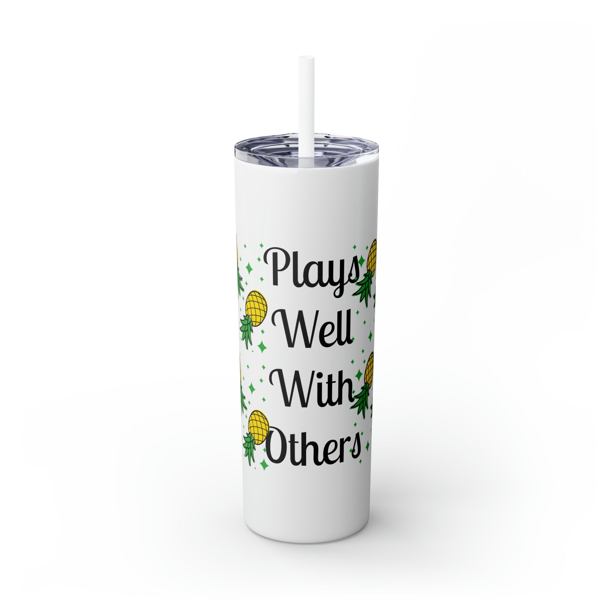 Plays Well With Others Skinny Tumbler with Straw, 20oz