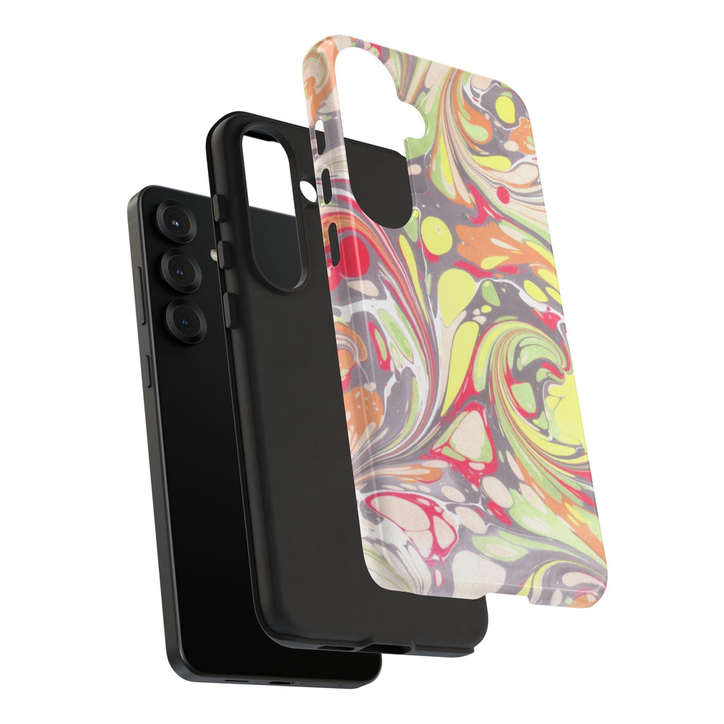 Yellow and Pink Swirl Marbled Italian Phone Case - Dual Layer - Matte or Glossy