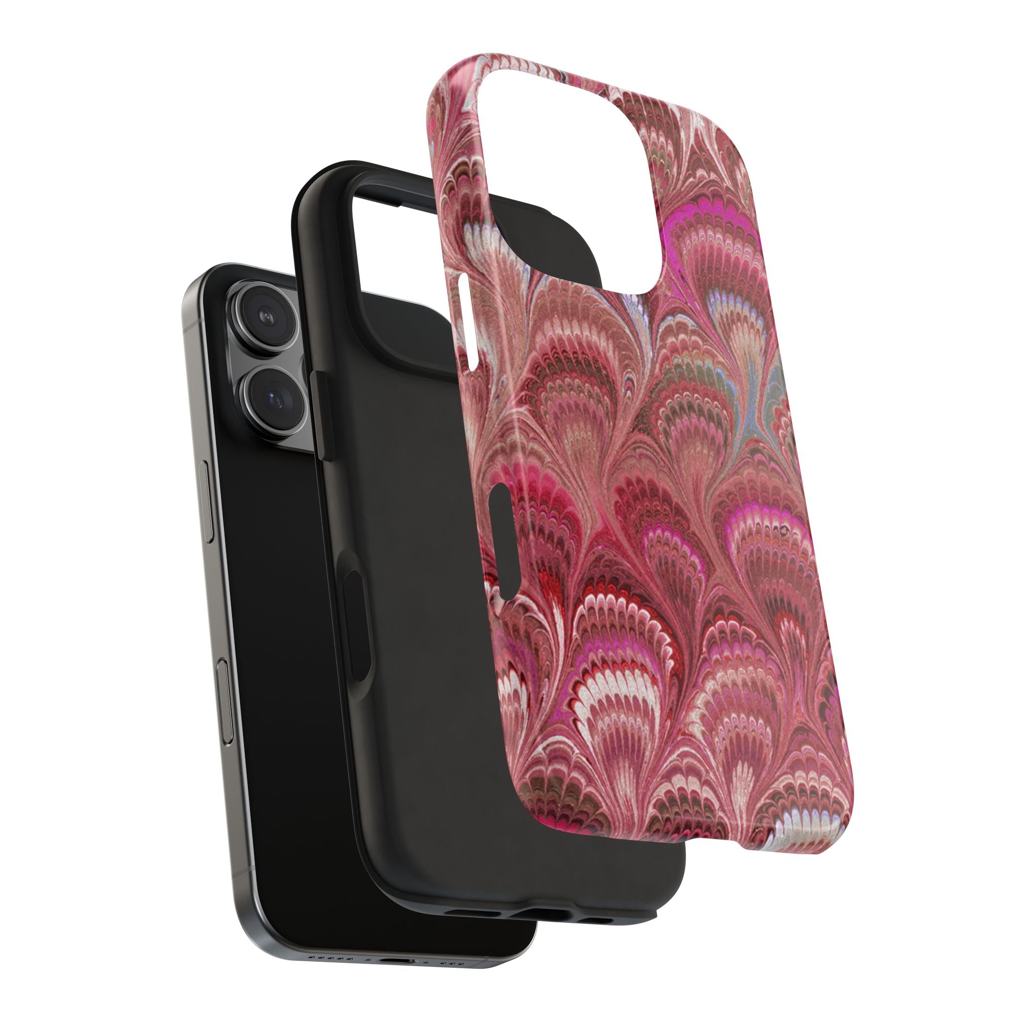 Pink Peacock Marble Italian Tough Phone Case — Durable Marbled Phone Case