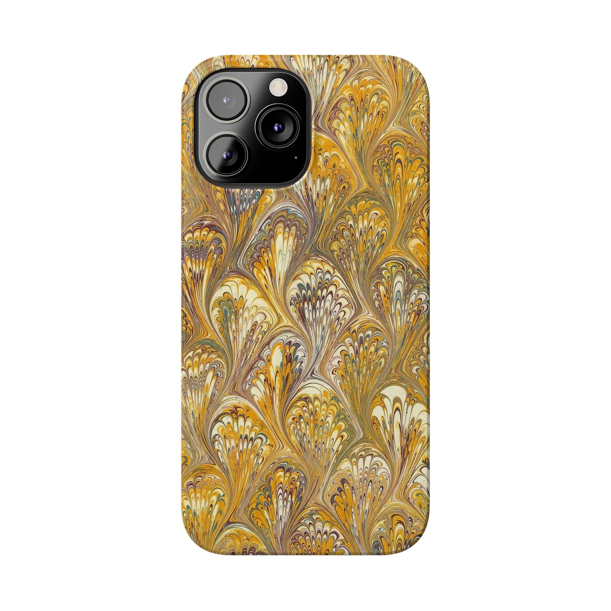 Golden Yelllow Hand-Marbled Florentine Italian Phone Case for iPhone 17 and all sizes