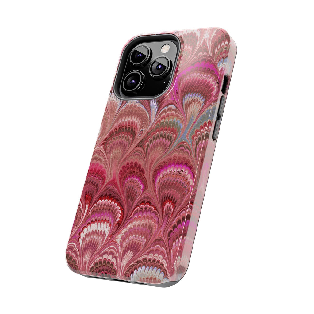 Pink Peacock Marble Italian Tough Phone Case — Durable Marbled Phone Case