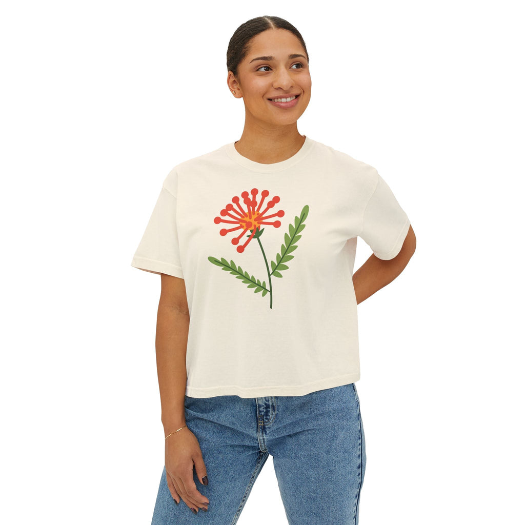 Orange Flower Boxy Tee - Casual Comfort Style - DipaliZ
