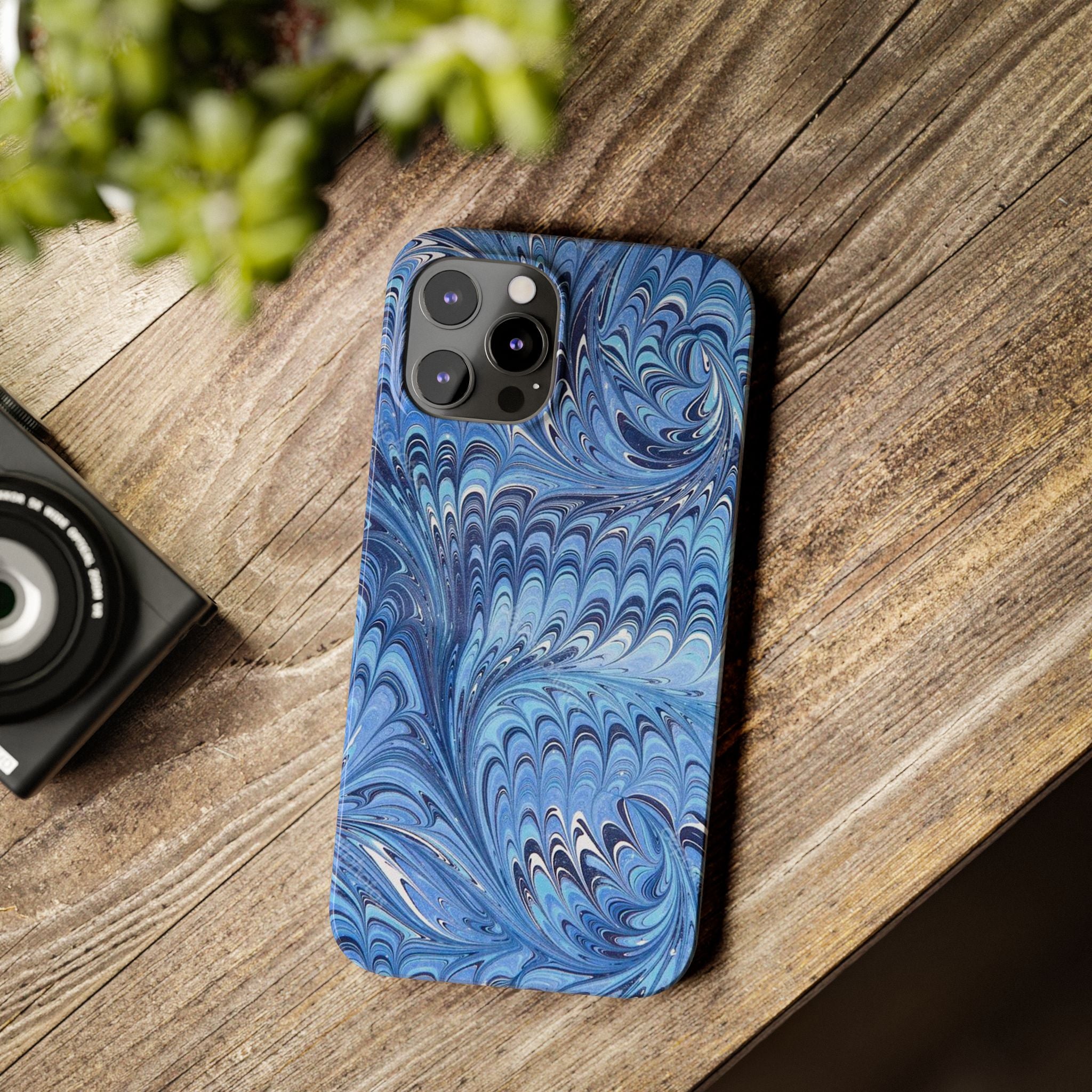 Deep Blue Italian Marbled Design Pallet Phone Case