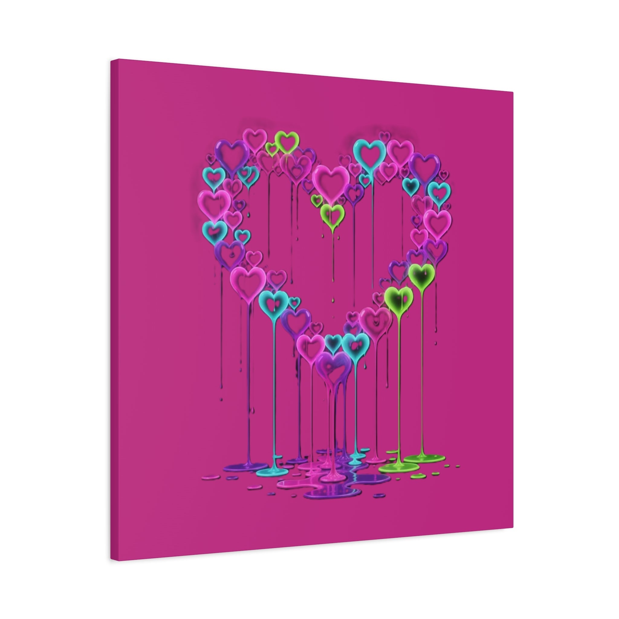 Dripping Neon Heart Canvas Art Valentines Decoration