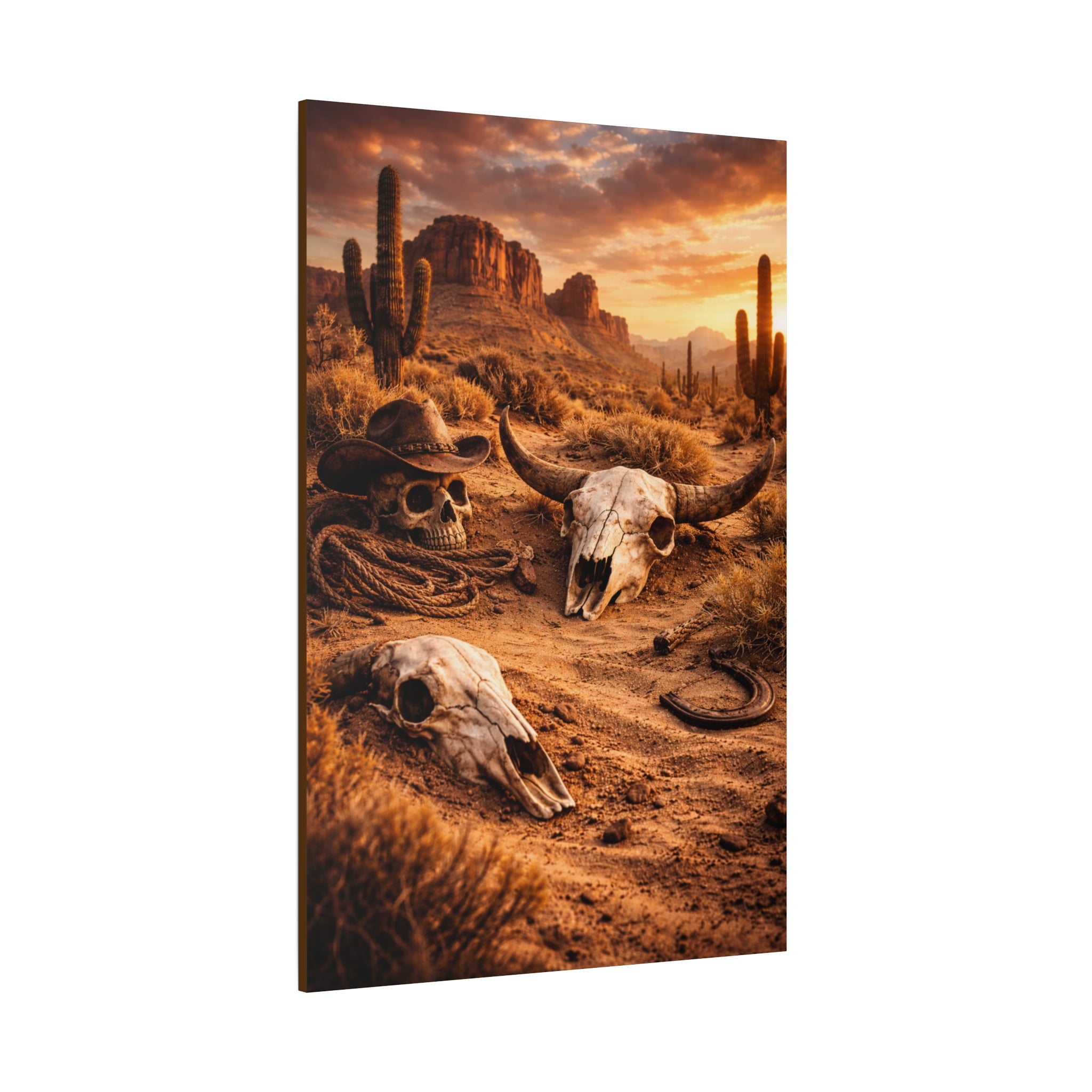 Desert Skull Canvas Art — Western Cowboy Rodeo Wall Decor