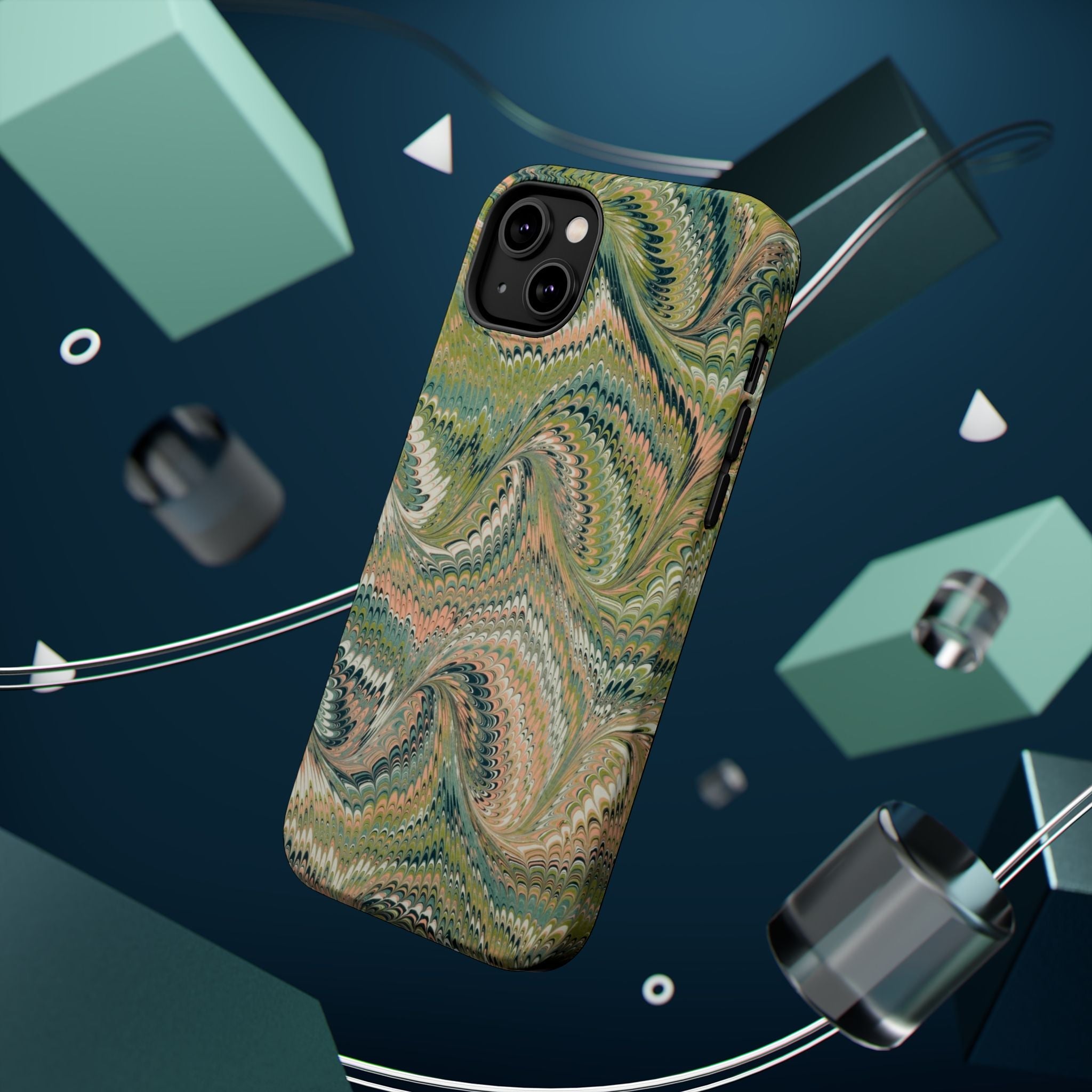 Green Pastel Italian Marble Design Magnetic MAG SAFE High Impact iPhone Cases