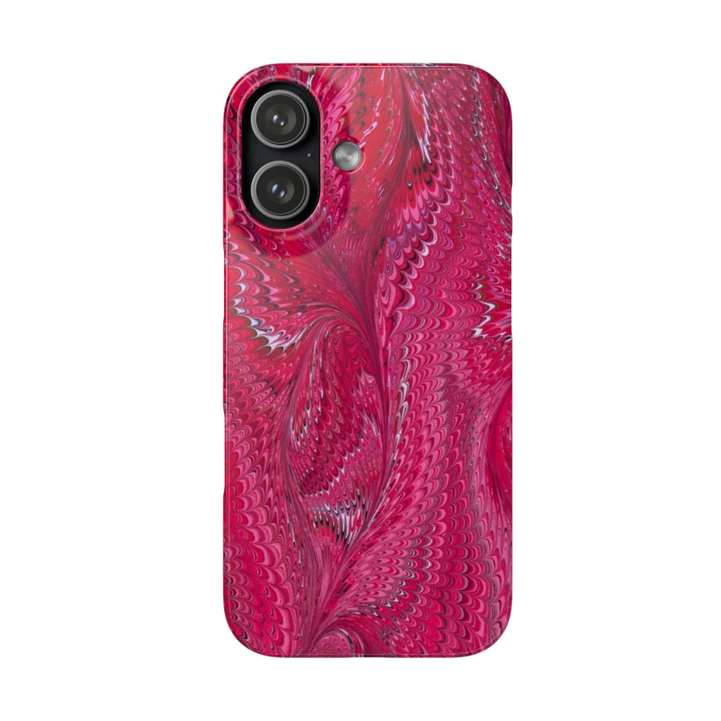 Deep Pink Marbled Swirl - Single Layer Slim Phone Case