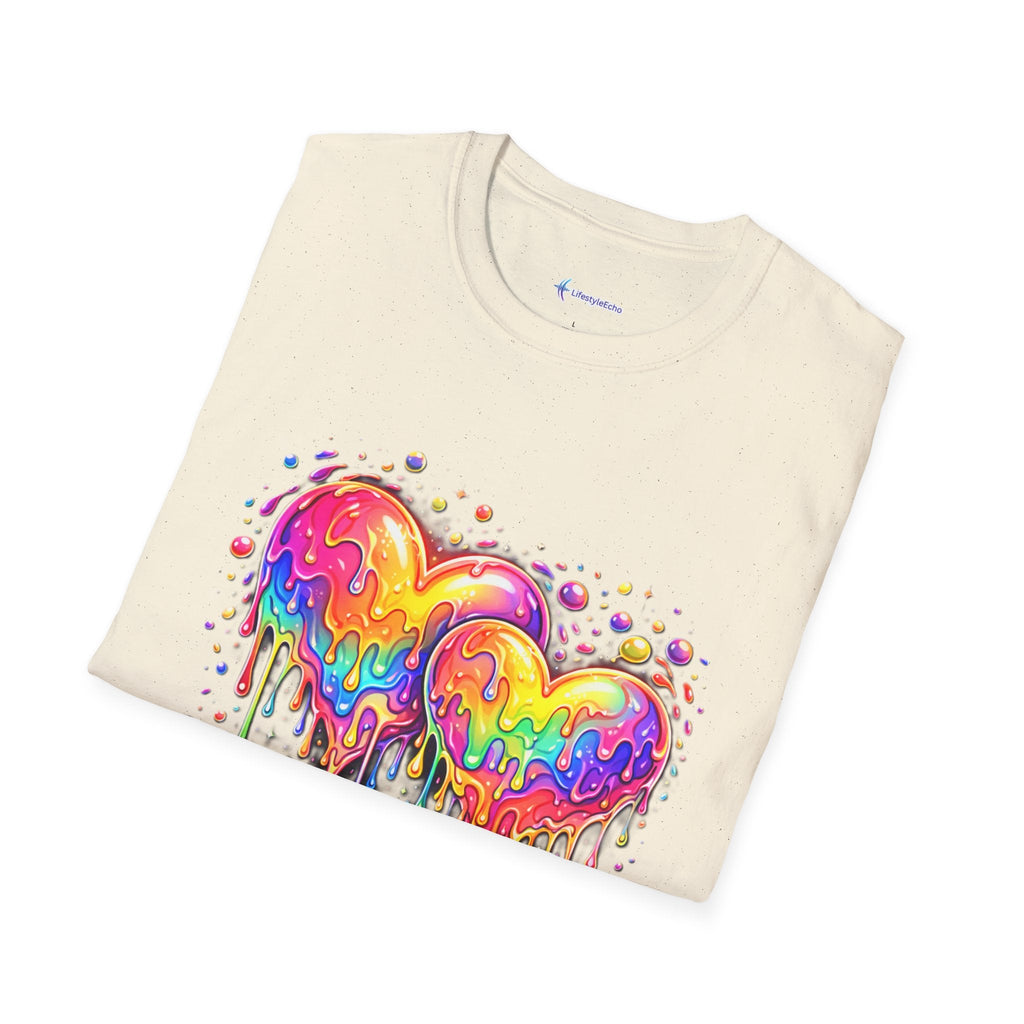 Melting Hearts Tee - Vibrant Double Heart Graphic T-Shirt