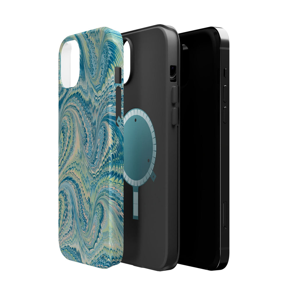 Aqua + Green Marble Phone Case - Impact-Resistant MAG SAFE - Dual Cover Design