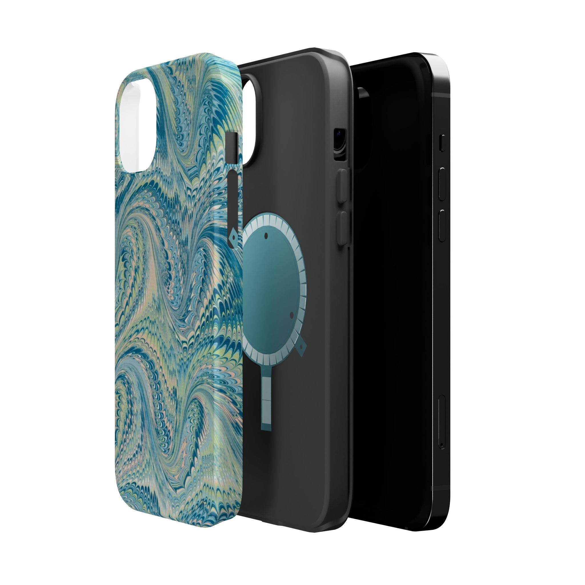 Aqua + Green Marble Phone Case - Impact-Resistant MAG SAFE - Dual Cover Design
