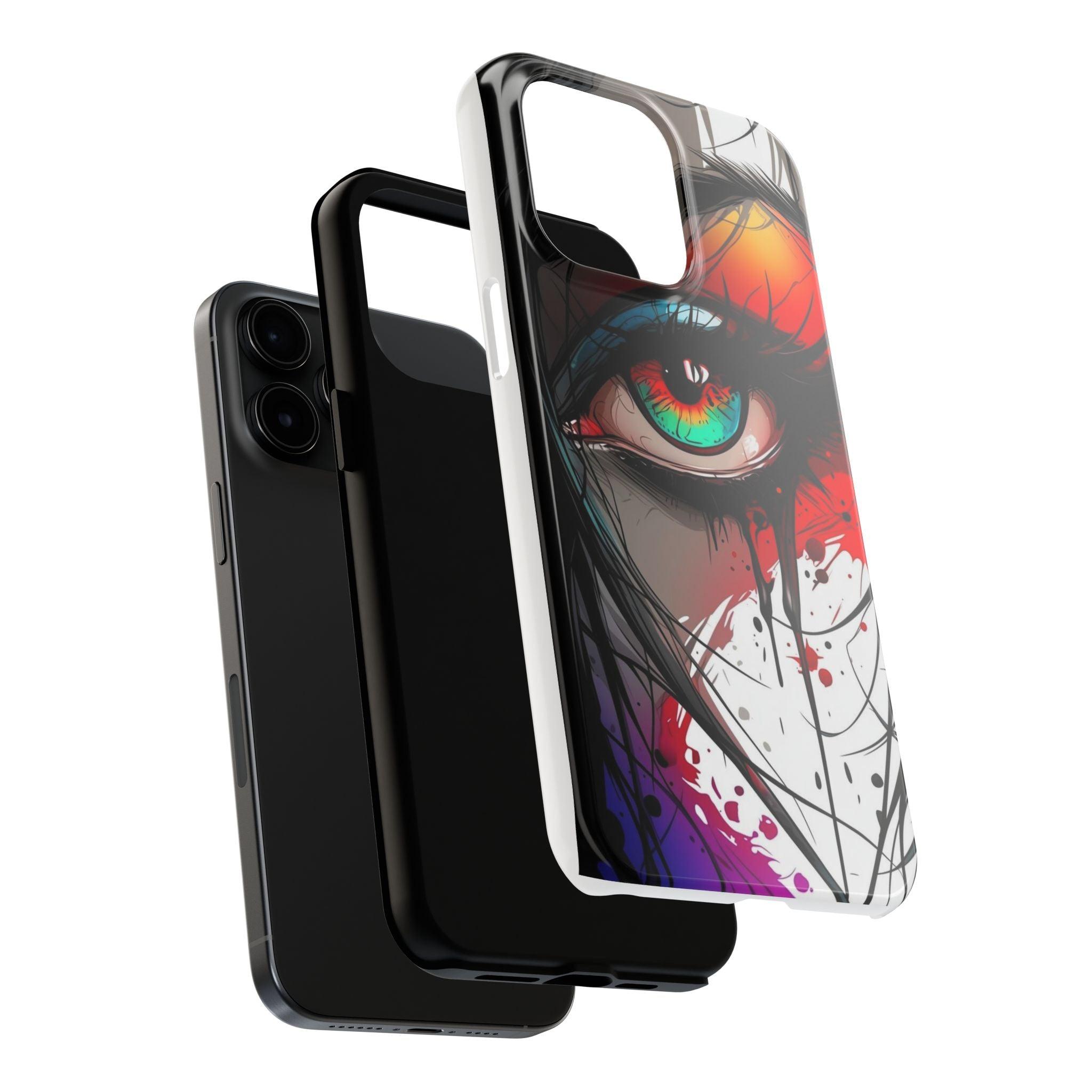 Girl Colorful Eye Painted Printed Tough Phone Case for iPhone & Samsung Galaxy - Artistic & Vibrant Design