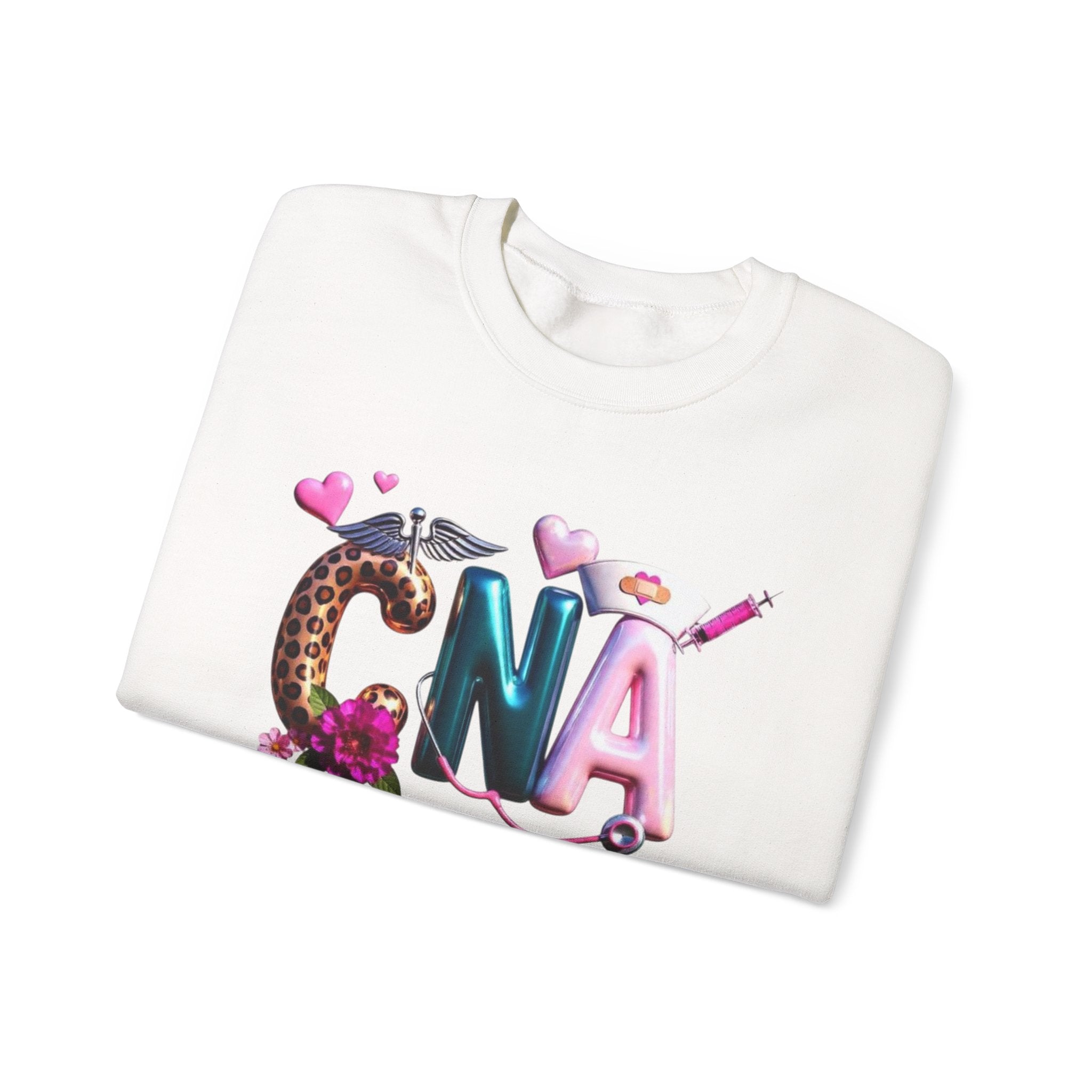 CNA Crewneck Sweatshirt — Cute Nurse Balloons & Medical Icons