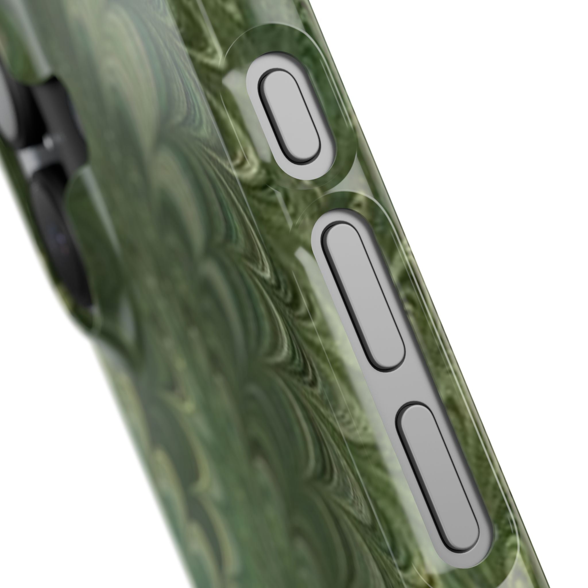 Green Marbled Slim Phone Case — Botanical Swirl Pattern Slim Case
