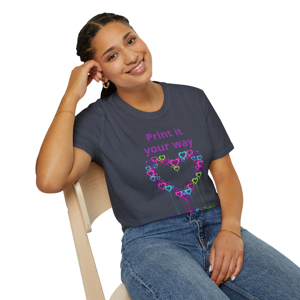 Print It Your Way Heart T-Shirt — Colorful Drip Heart Graphic Tee
