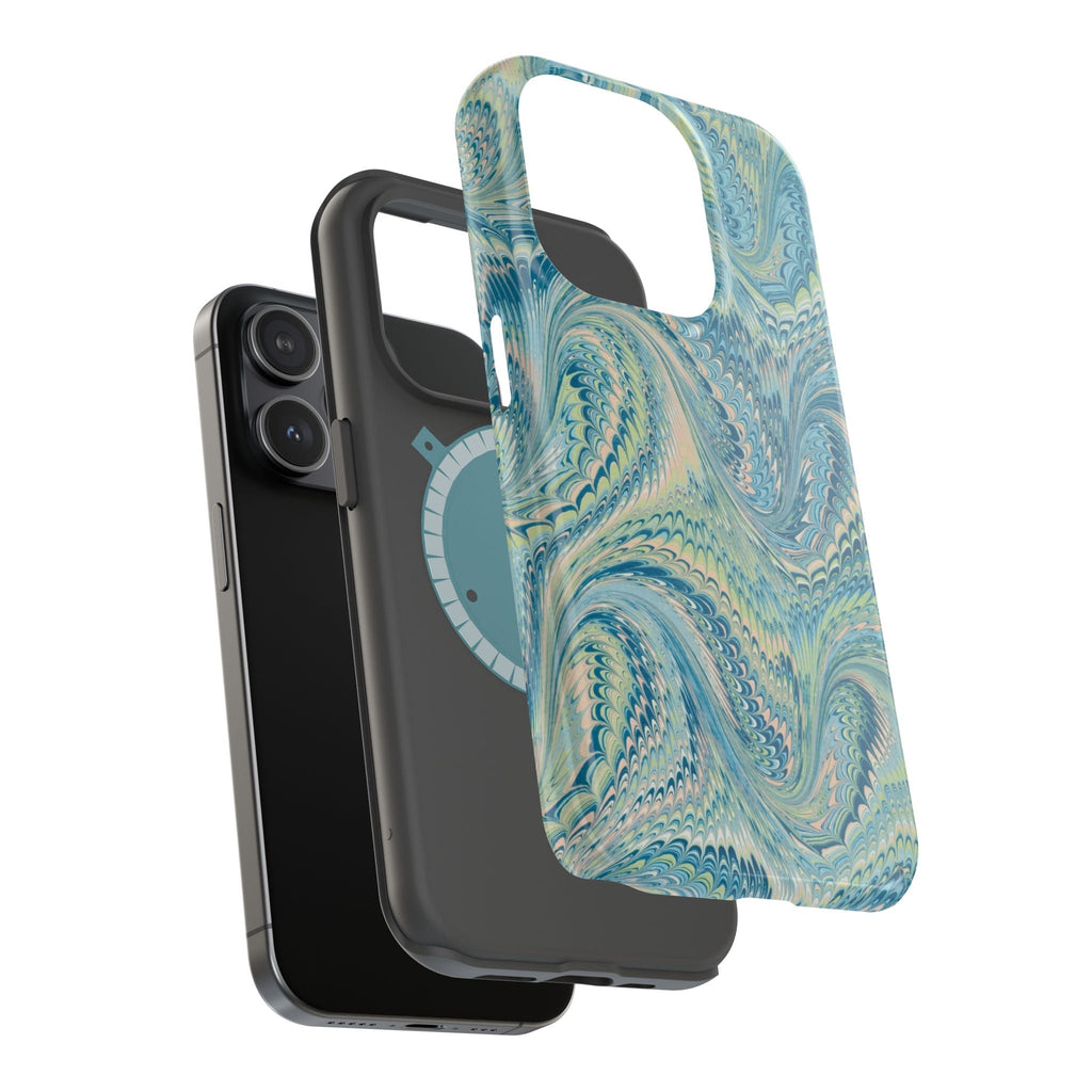 Aqua + Green Marble Phone Case - Impact-Resistant MAG SAFE - Dual Cover Design