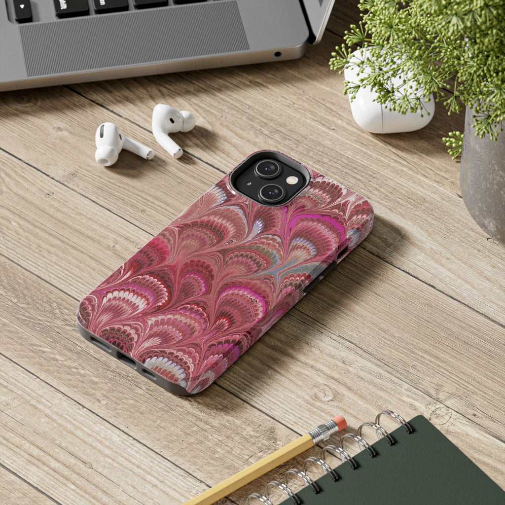 Pink Peacock Marble Italian Tough Phone Case — Durable Marbled Phone Case
