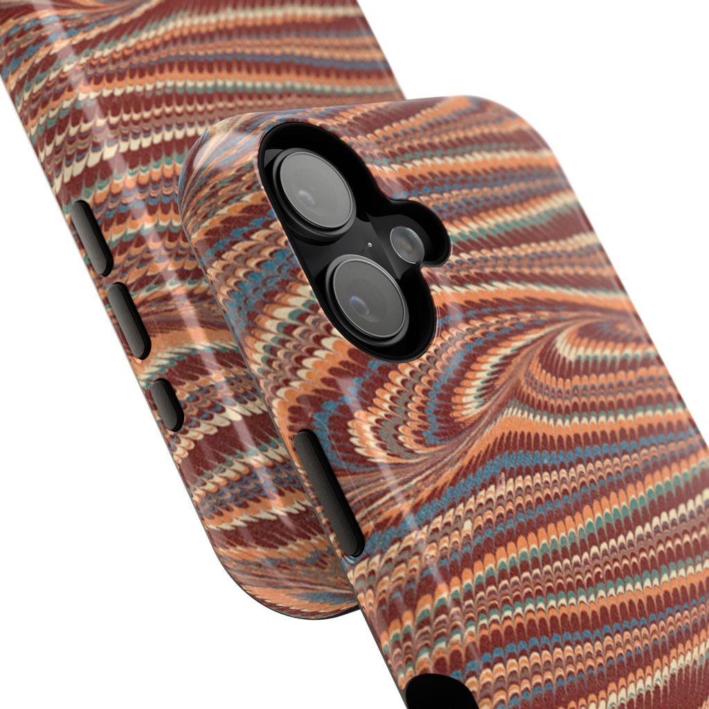 Neutrals Burgundy, Beige, Rust Hues Italian Vintage Marble Design Phone Case for Apple + Samsung