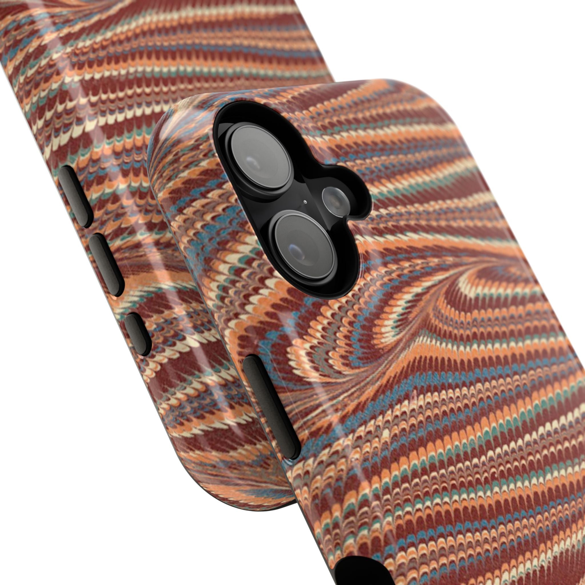 Neutrals Burgundy, Beige, Rust Hues Italian Vintage Marble Design Phone Case for Apple + Samsung