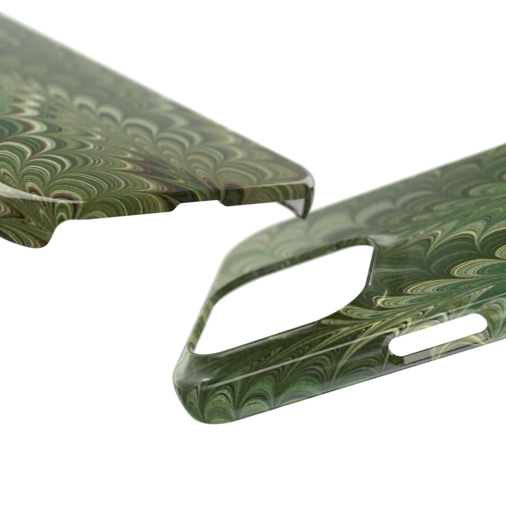 Deep Green Cheveron Marbled Phone Case - Single Layer Slim Case