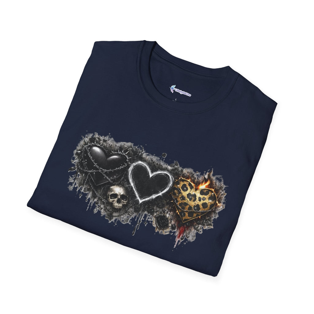Grungy Hearts and Skulls Graphic T-Shirt
