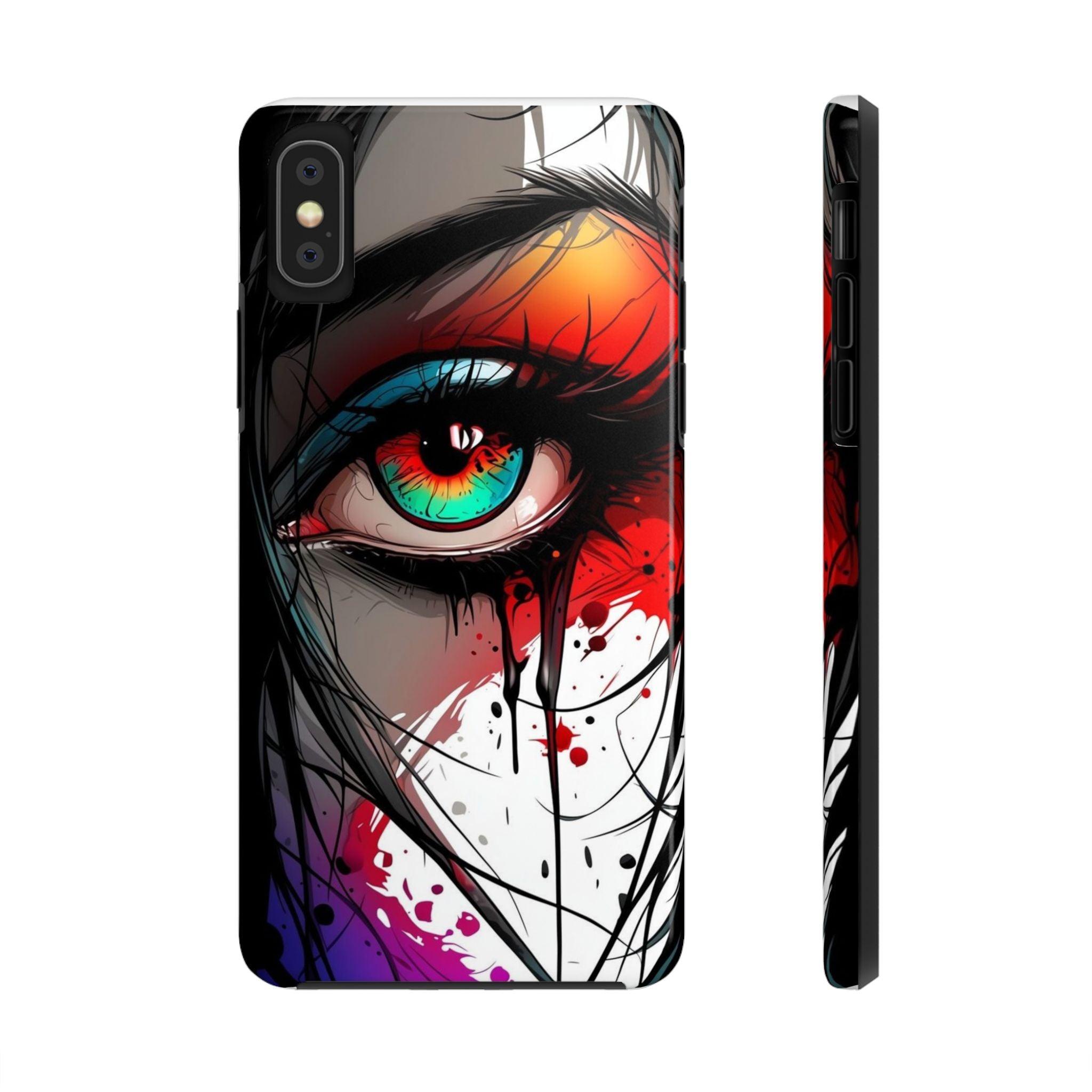 Girl Colorful Eye Painted Printed Tough Phone Case for iPhone & Samsung Galaxy - Artistic & Vibrant Design