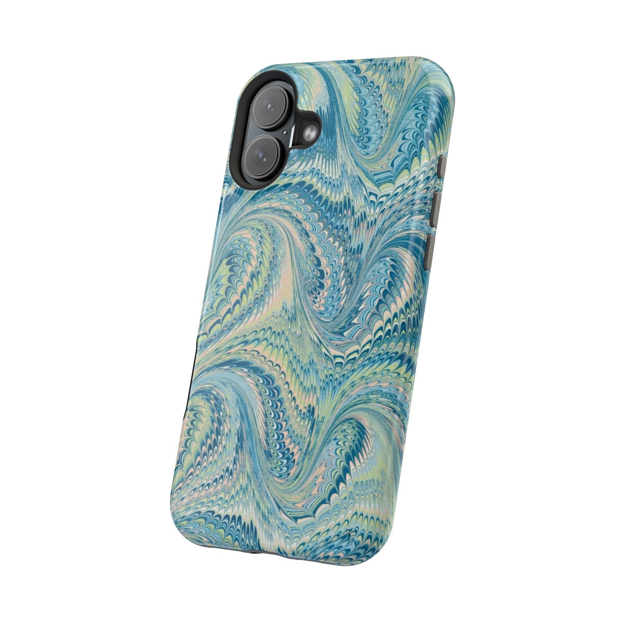 Aqua + Green Marble Phone Case - Impact-Resistant MAG SAFE - Dual Cover Design