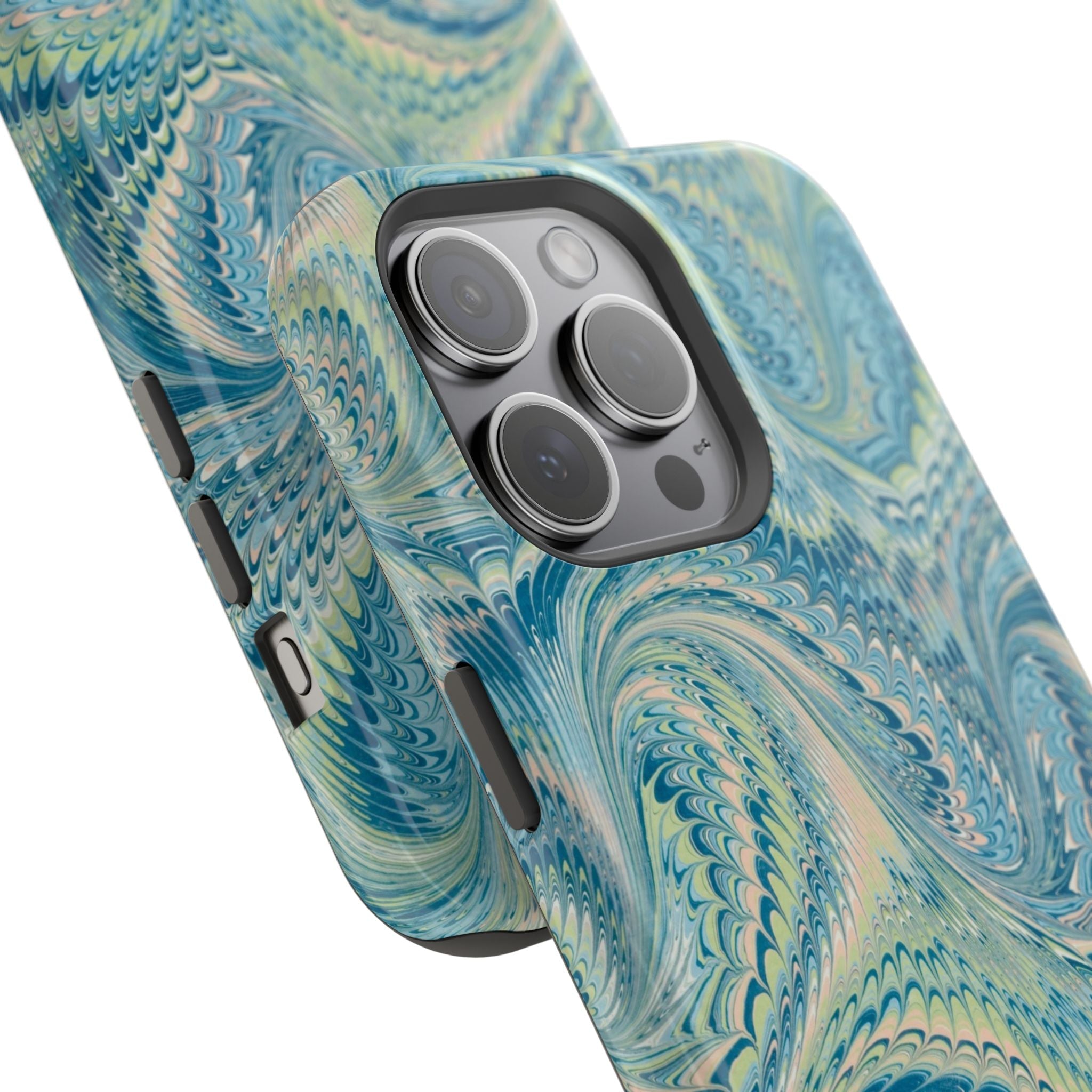 Aqua + Green Marble Phone Case - Impact-Resistant MAG SAFE - Dual Cover Design
