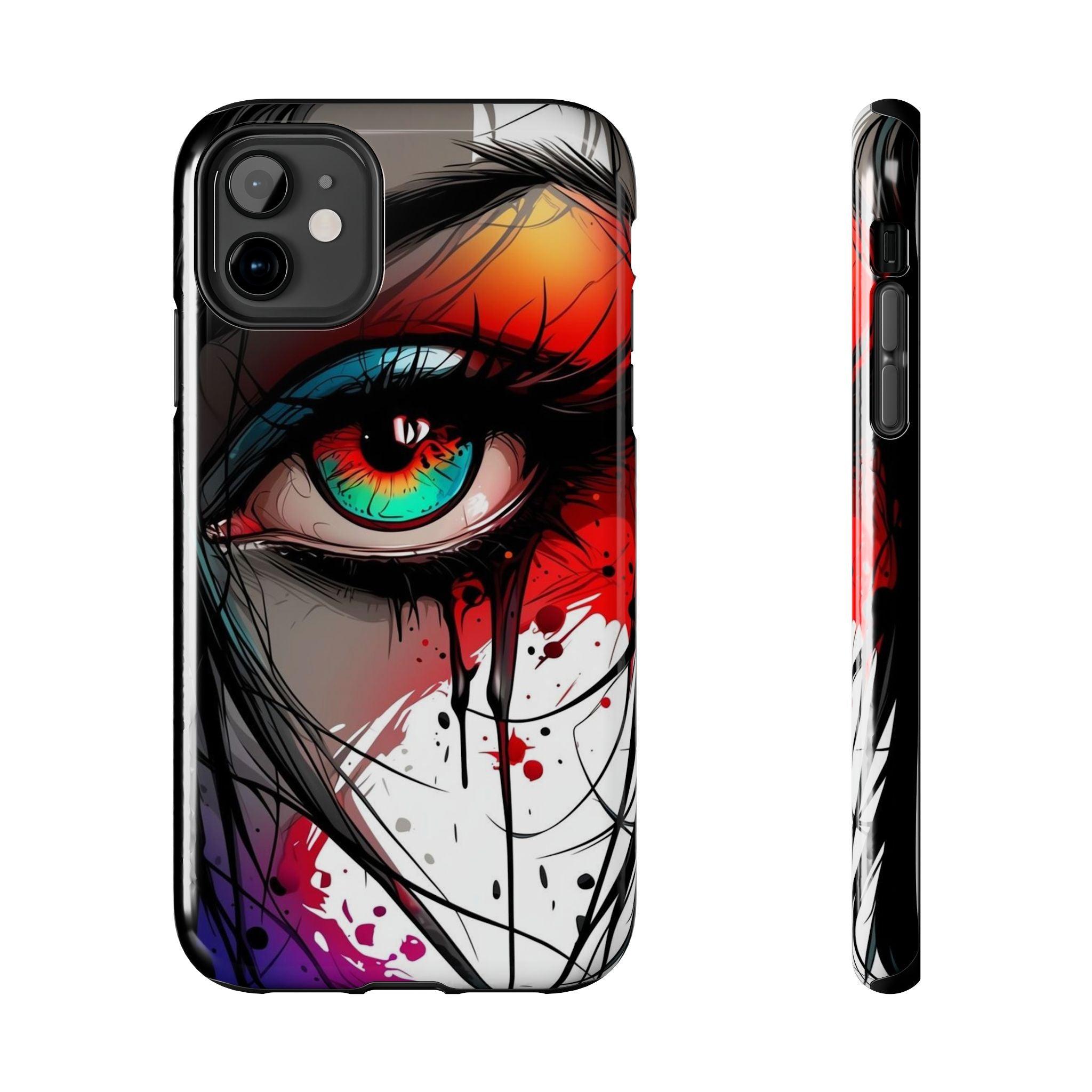 Girl Colorful Eye Painted Printed Tough Phone Case for iPhone & Samsung Galaxy - Artistic & Vibrant Design