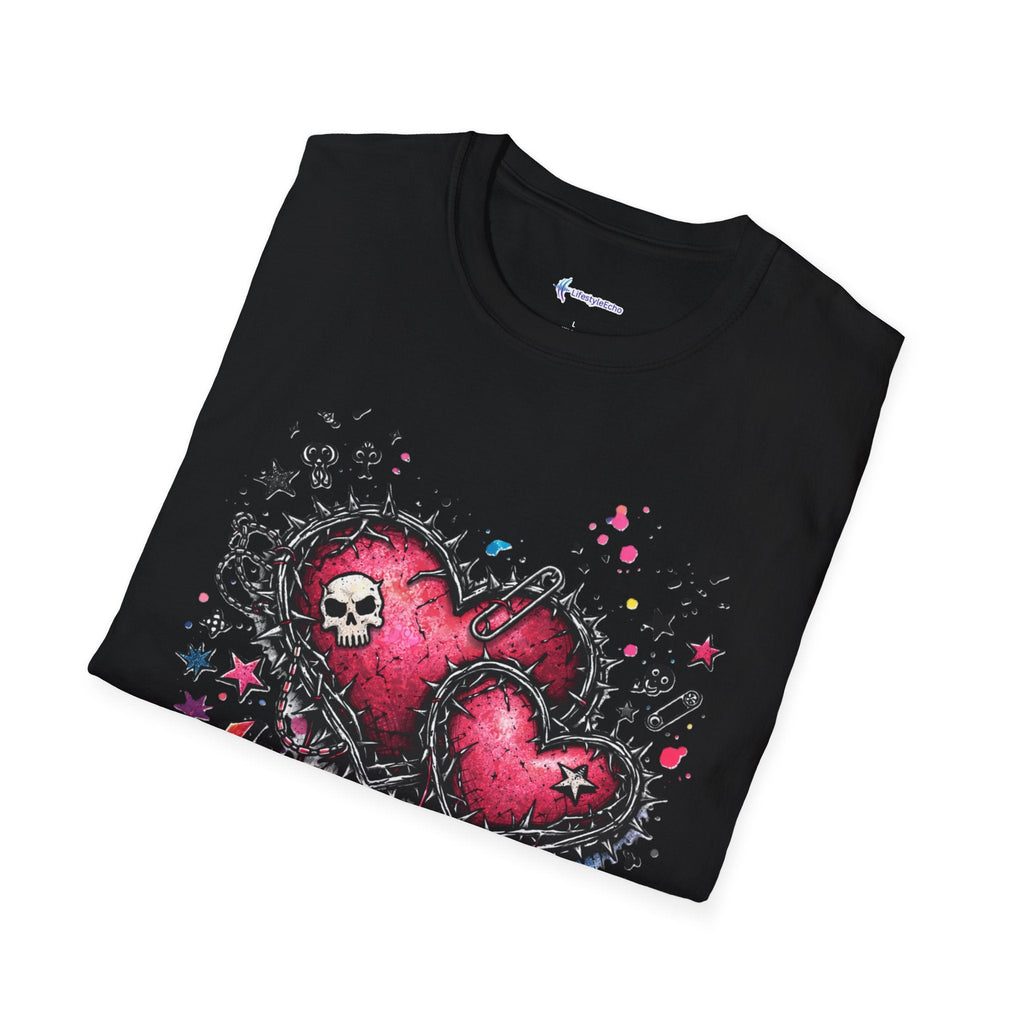 Punk Rock Valentines T-Shirt - Hearts & Skulls Graphic