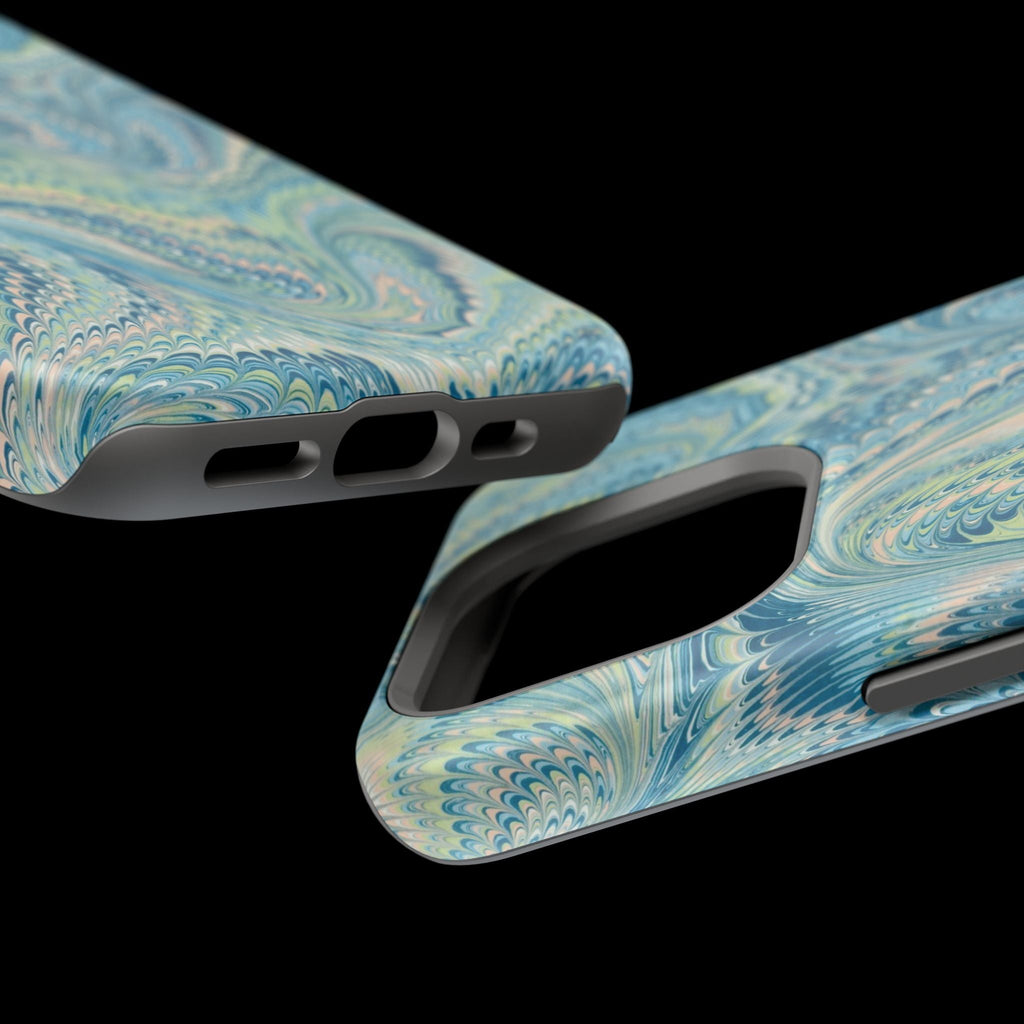 Aqua + Green Marble Phone Case - Impact-Resistant MAG SAFE - Dual Cover Design