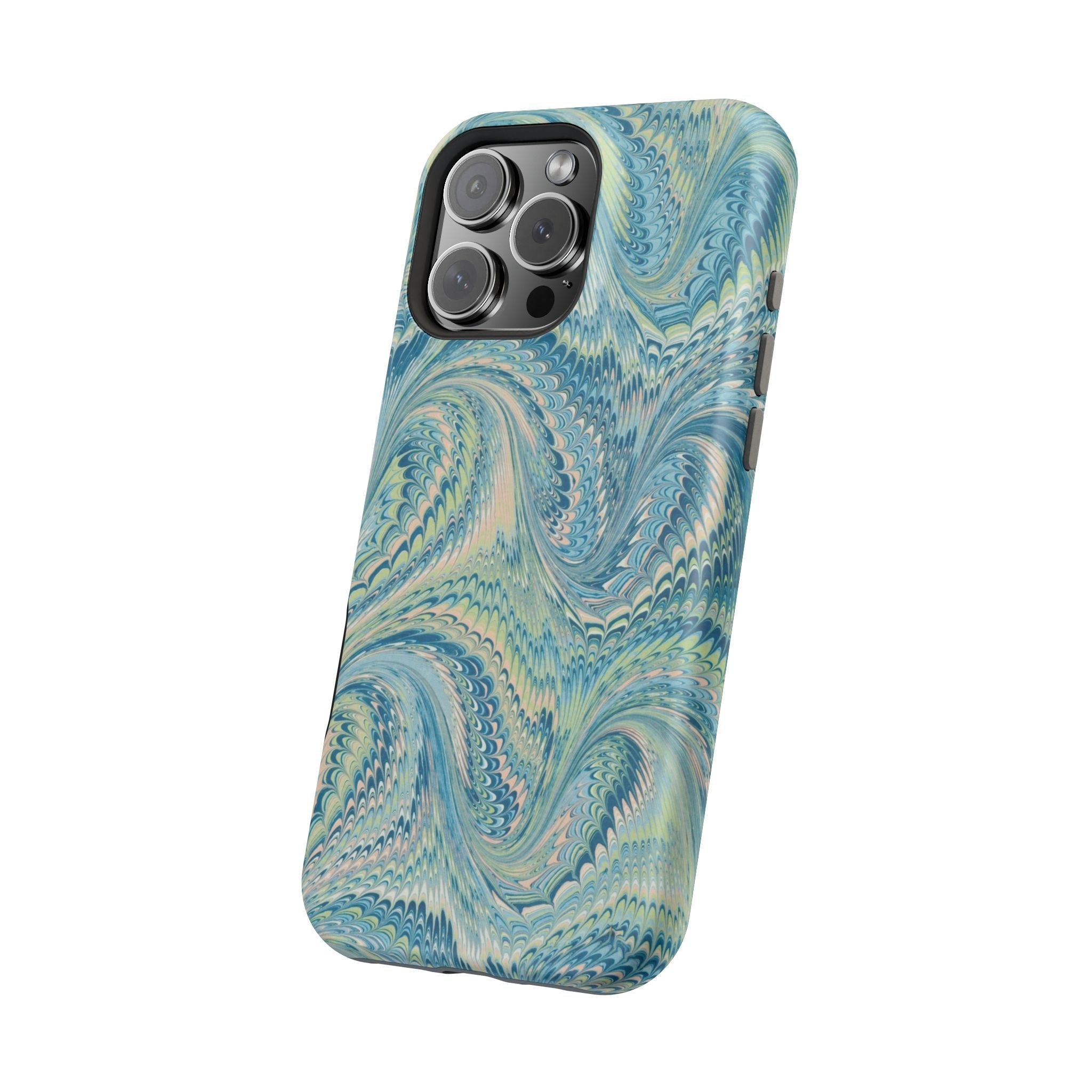 Aqua + Green Marble Phone Case - Impact-Resistant MAG SAFE - Dual Cover Design