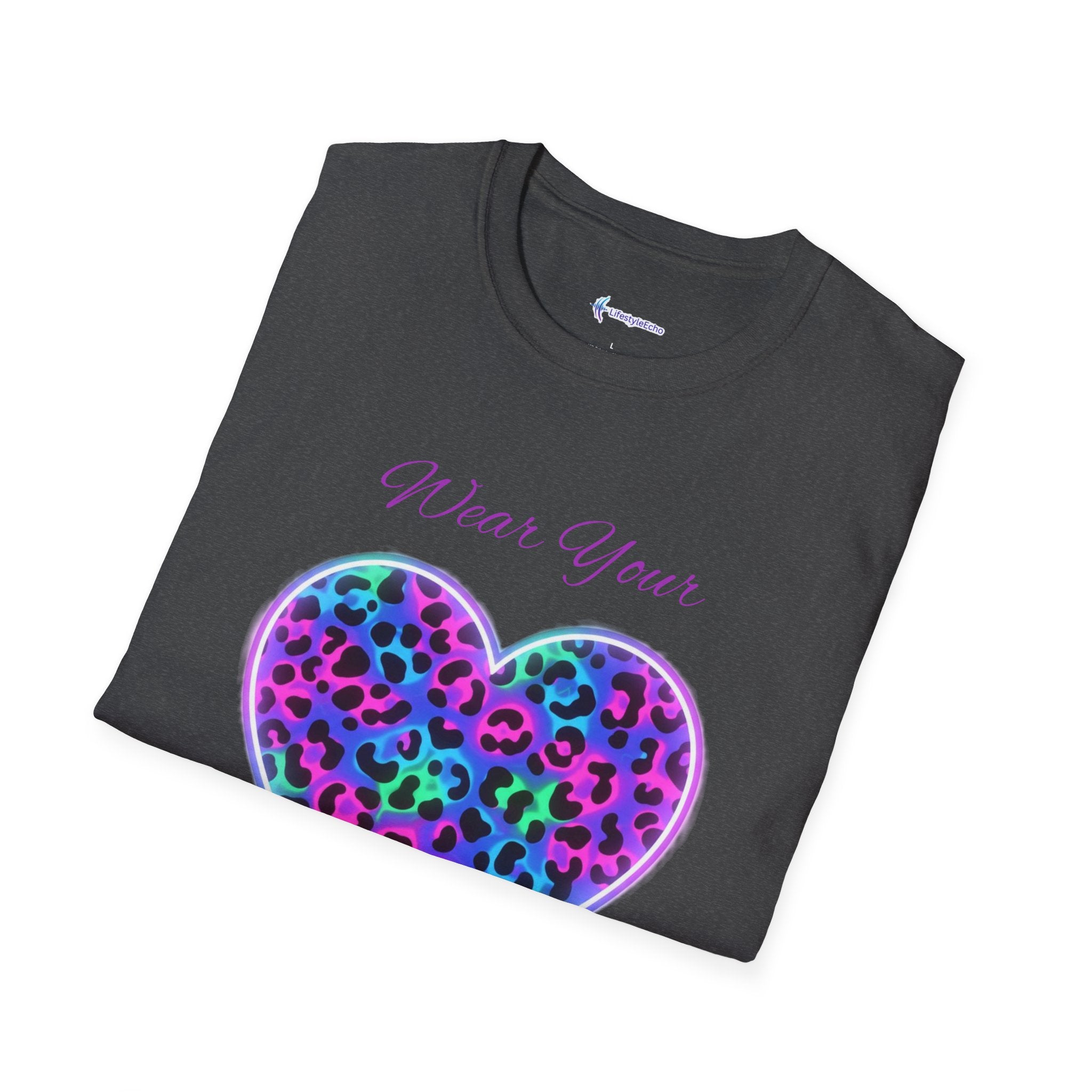 Heart Leopard Print T-Shirt - Wear Your Imagination - Colorful Animal Print Tee