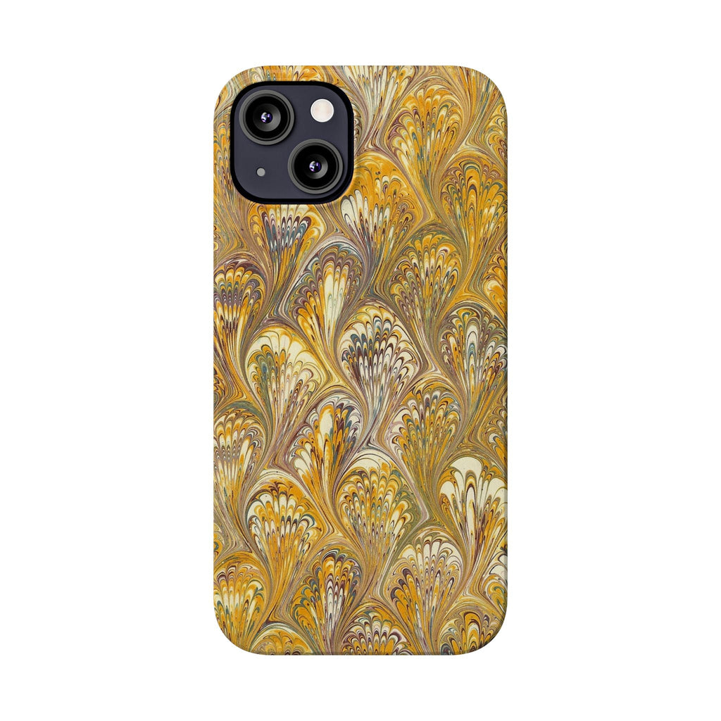 Golden Yelllow Hand-Marbled Florentine Italian Phone Case for iPhone 17 and all sizes
