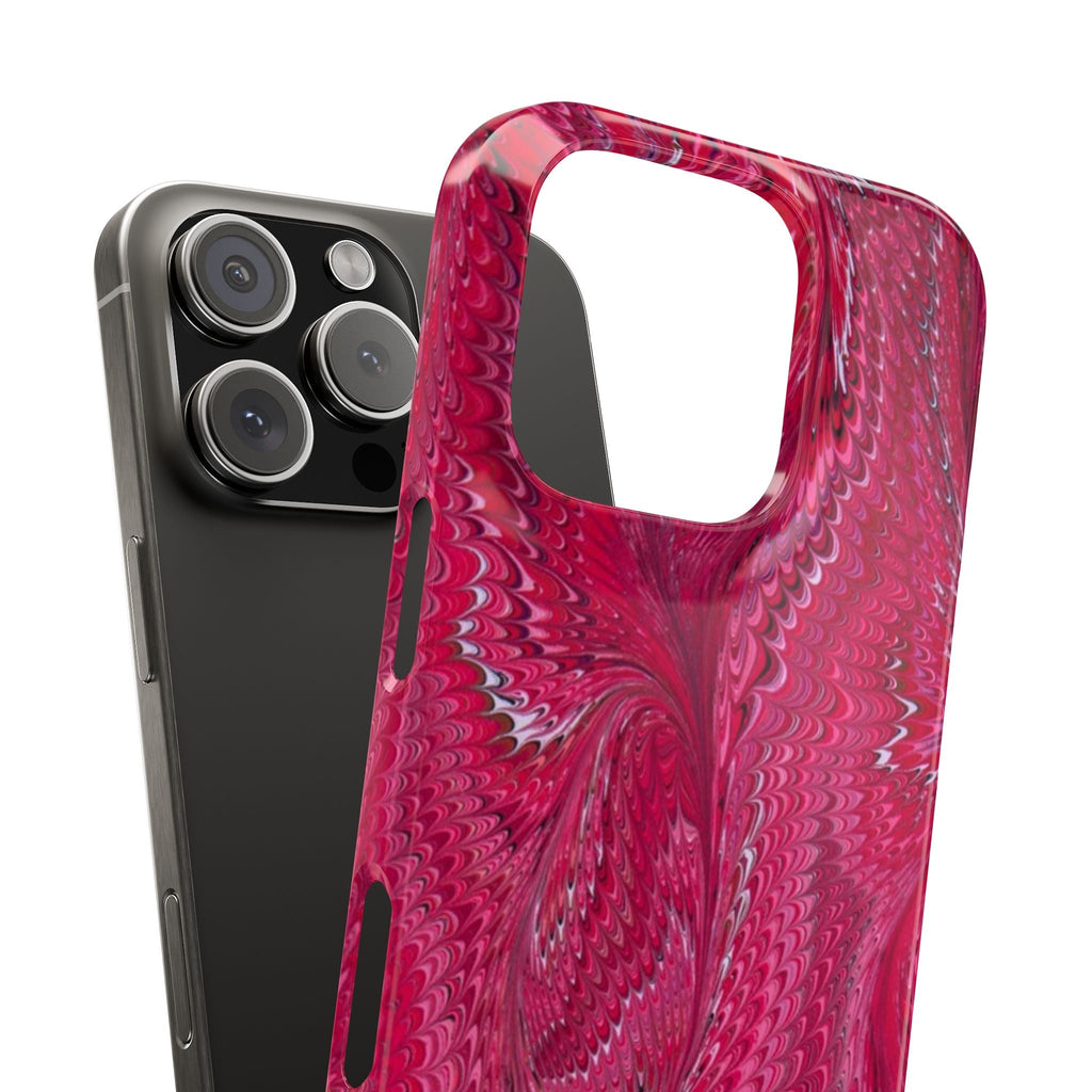 Deep Pink Marbled Swirl - Single Layer Slim Phone Case