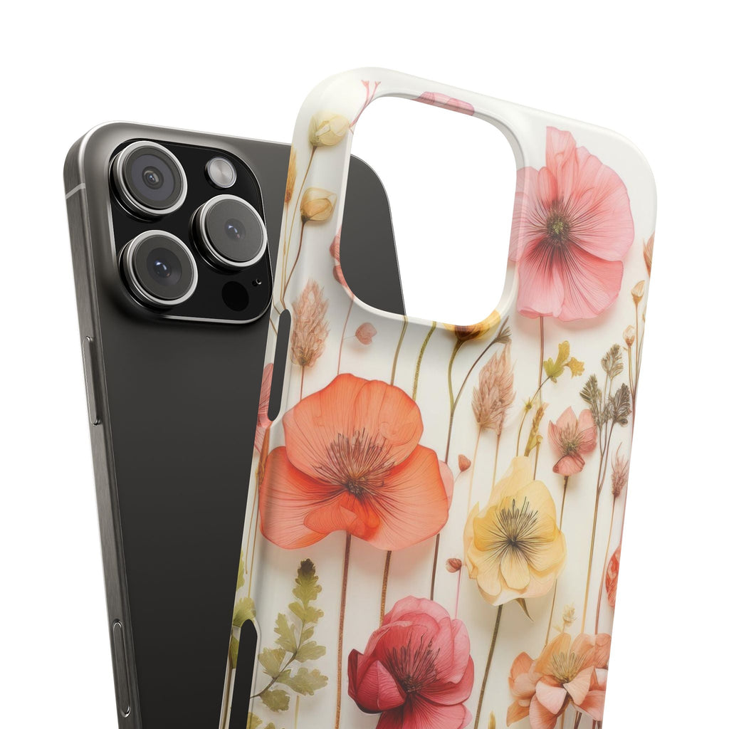 Pink Floral Pressed Flowers - Slim Case
