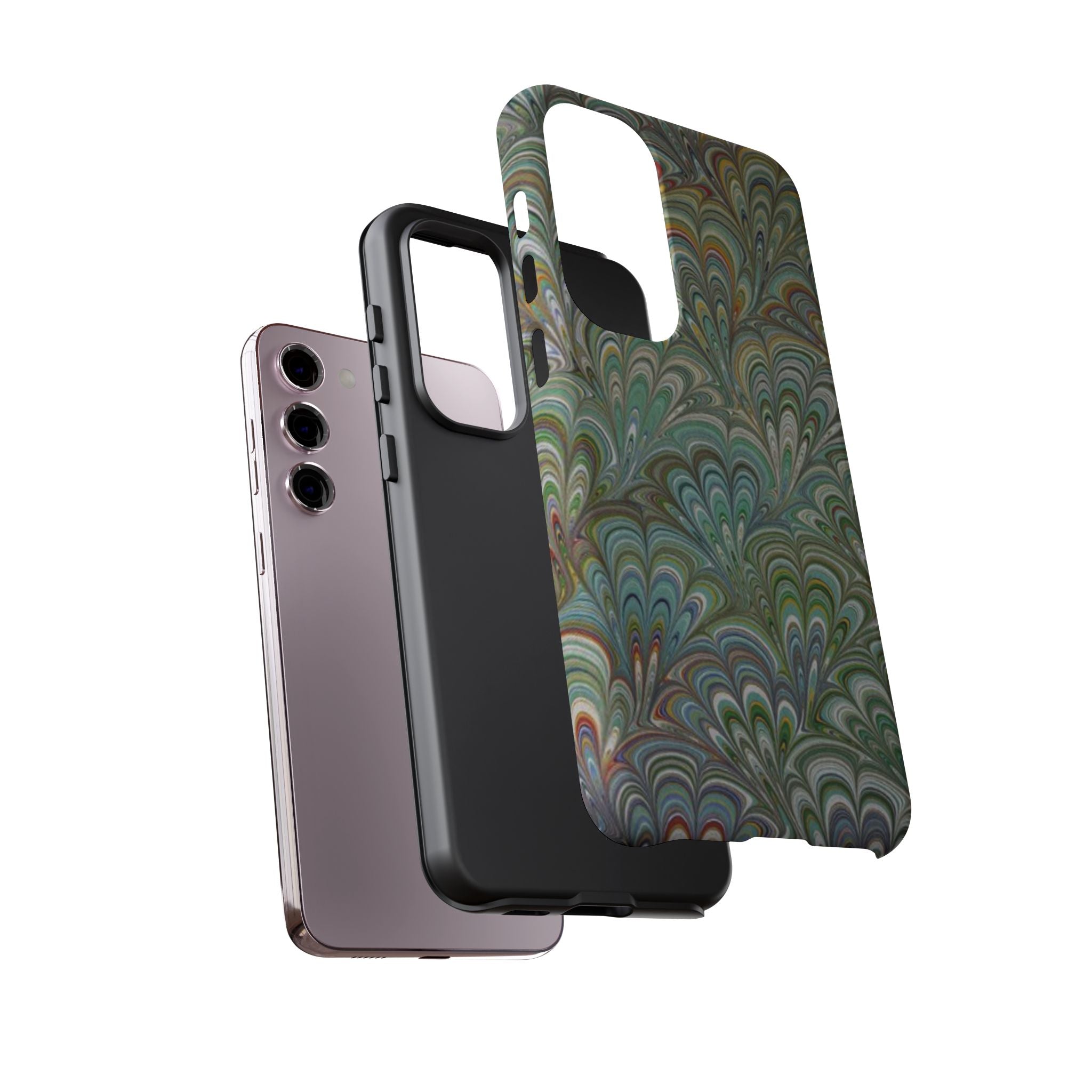 Green Peacock Marbled Phone Case — "Tough Cases" Ultra-Tough Protective Cover