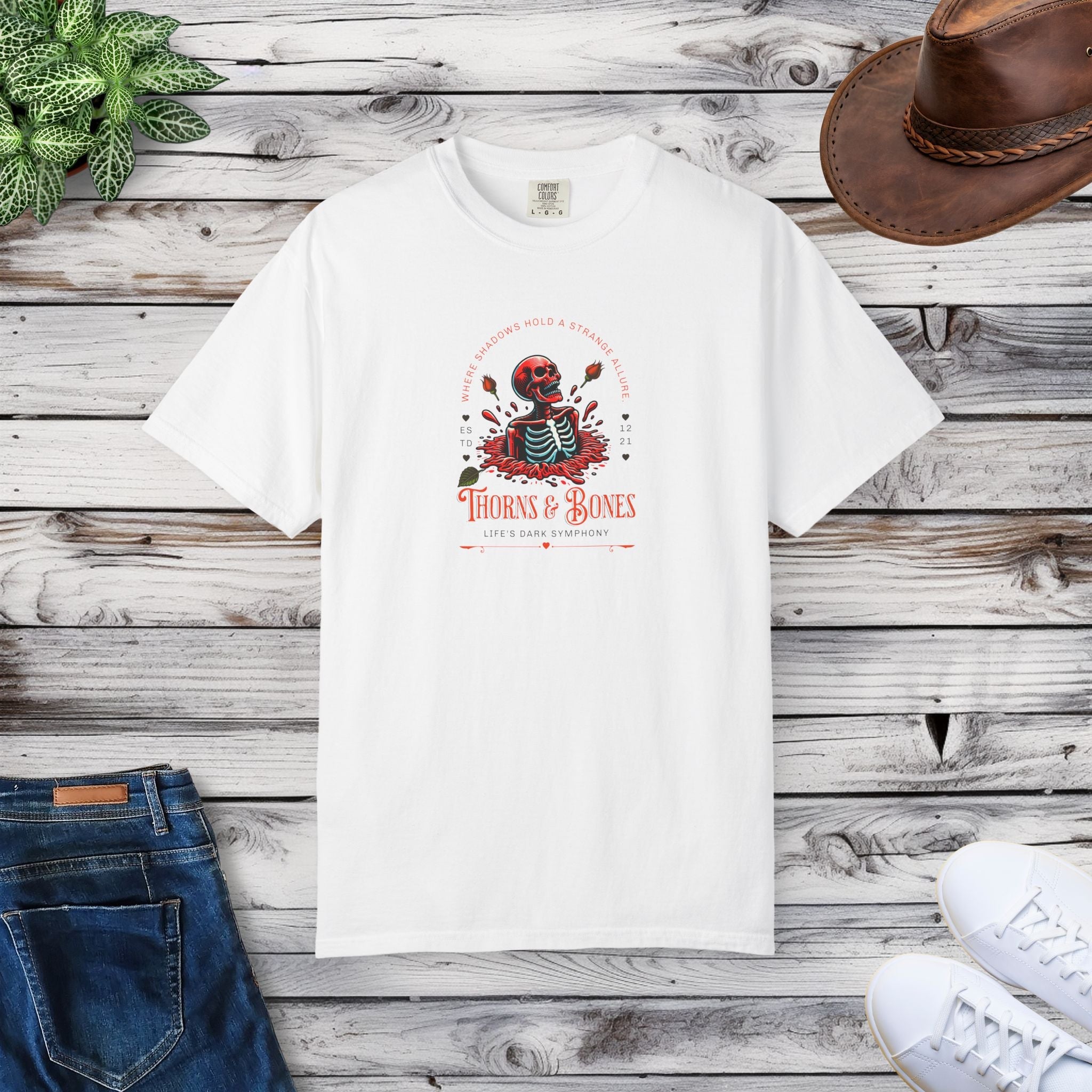 Skeleton Tee - Thorns and Bones Comfort Colors - DipaliZ